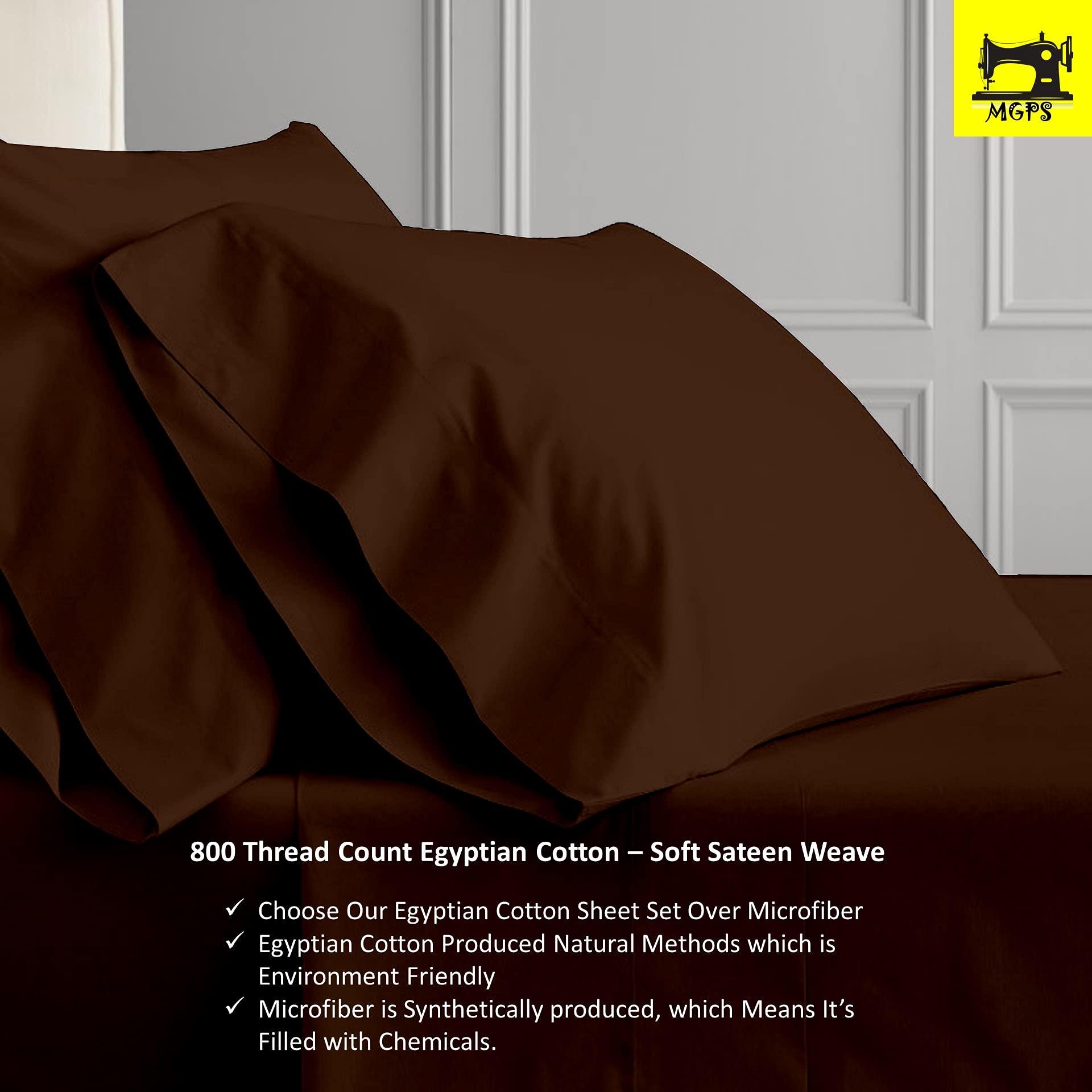 MGPS MGPS Split Head Cal-King Sheets Split Top Cal-King Sheets 800-TC 100% Egyptian Cotton Sheet Set 12-Inch Deep-Pockets Sheets Sets for Adjustable Beds, |30\" Top Split California-King, Chocolate|