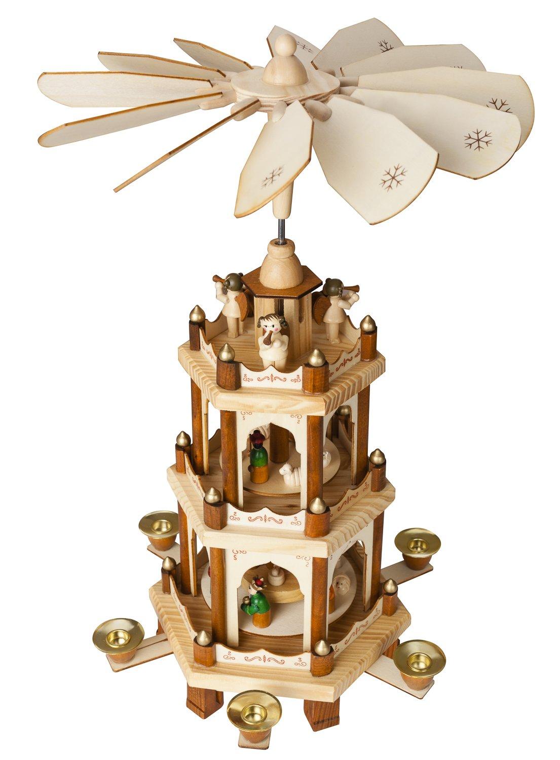 BRUBAKER BRUBAKER Wooden Christmas Pyramid - 18 Inches - 3 Tier Carousel - Nativity Play