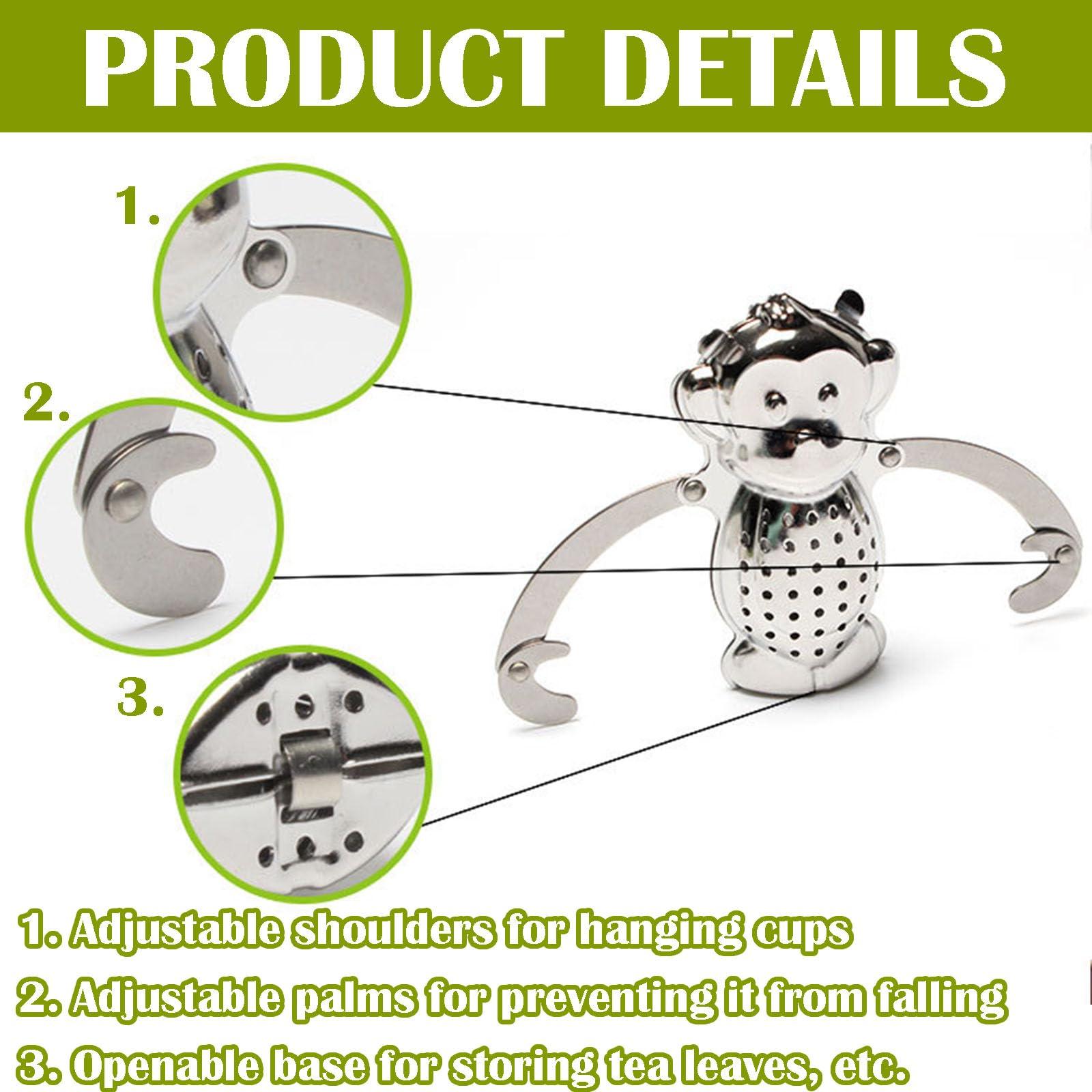 Enforose Monkey Tea Infuser,Stainless Steel Tea Steeper For Loose Tea,Funny Tea Strainer,Funny Tea Infuser,Safe and Cute Herb and Spice Infuser for Loose Leaf Tea Coffee Beans Seasonings and Spices
