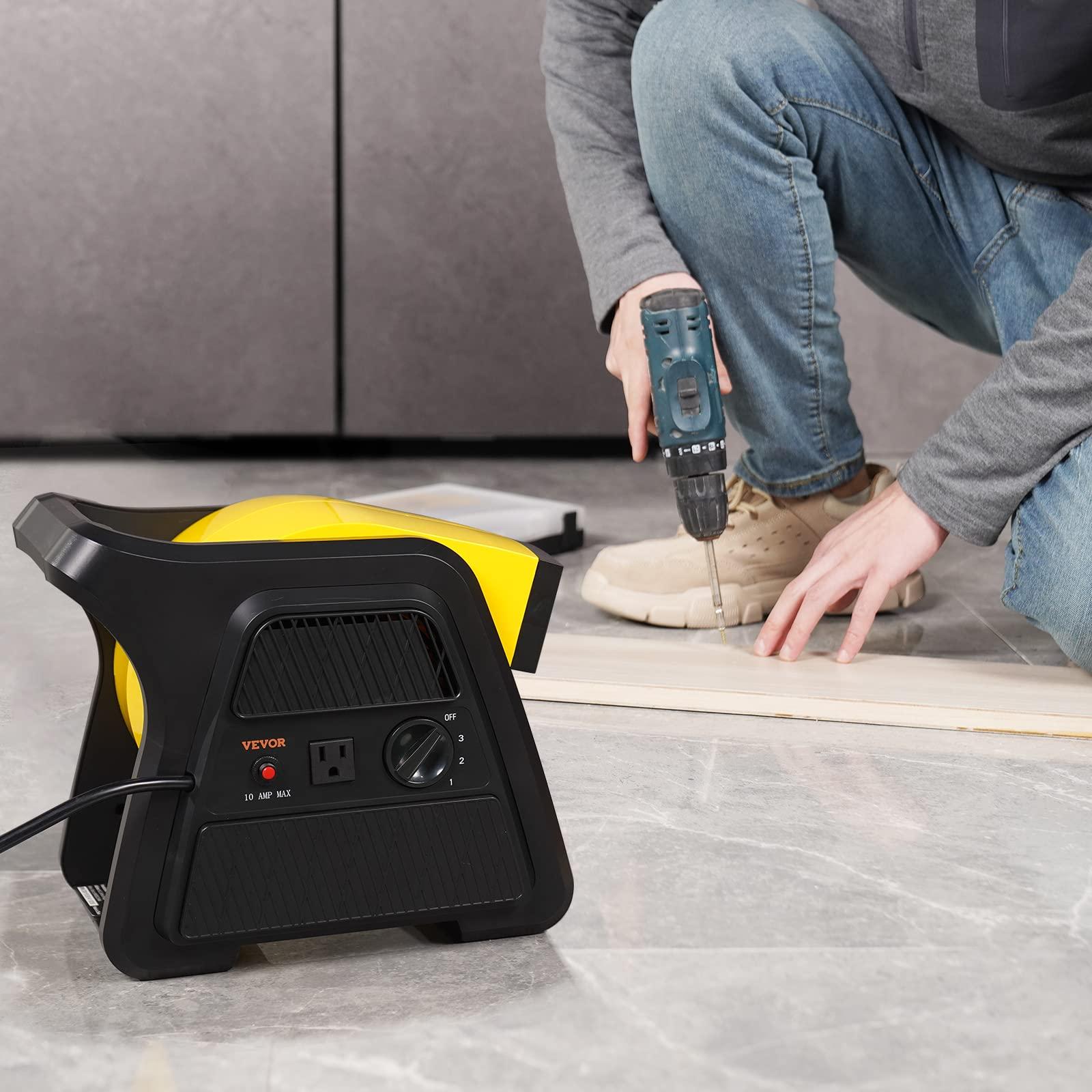 VEVOR VEVOR Pivoting Utility Fan, 600 CFM High Velocity Floor Blower for Drying, Cooling, Ventilating, Exhausting, 300 Blowing Angle Air Mover, Portable Carpet Dryer Fan for Home, Work Shop