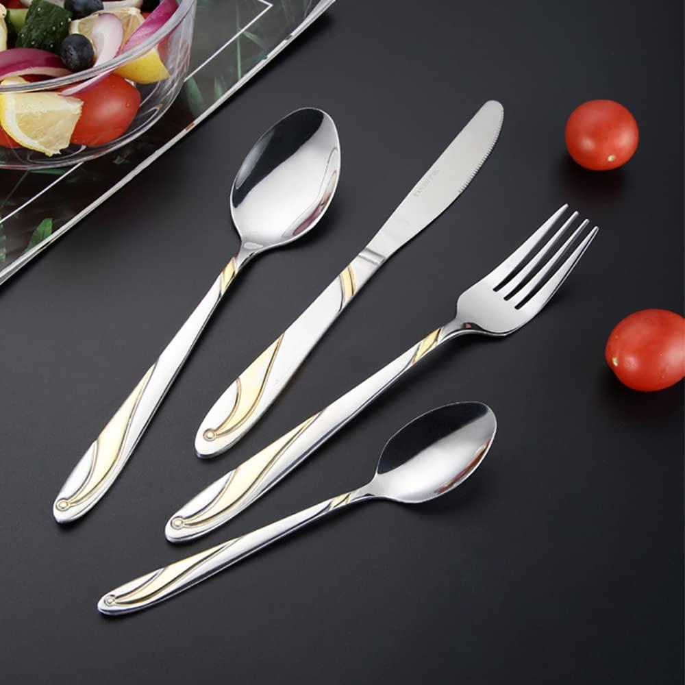 TWEE Gold Silverware Set 24 Piece Cutlery Set for 6 Premium Stainless Steel Flatware Sets Include Teaspoons Knifes Forks and Spoons Home Kitchen Restaurant Hotel Tableware Utensils Set
