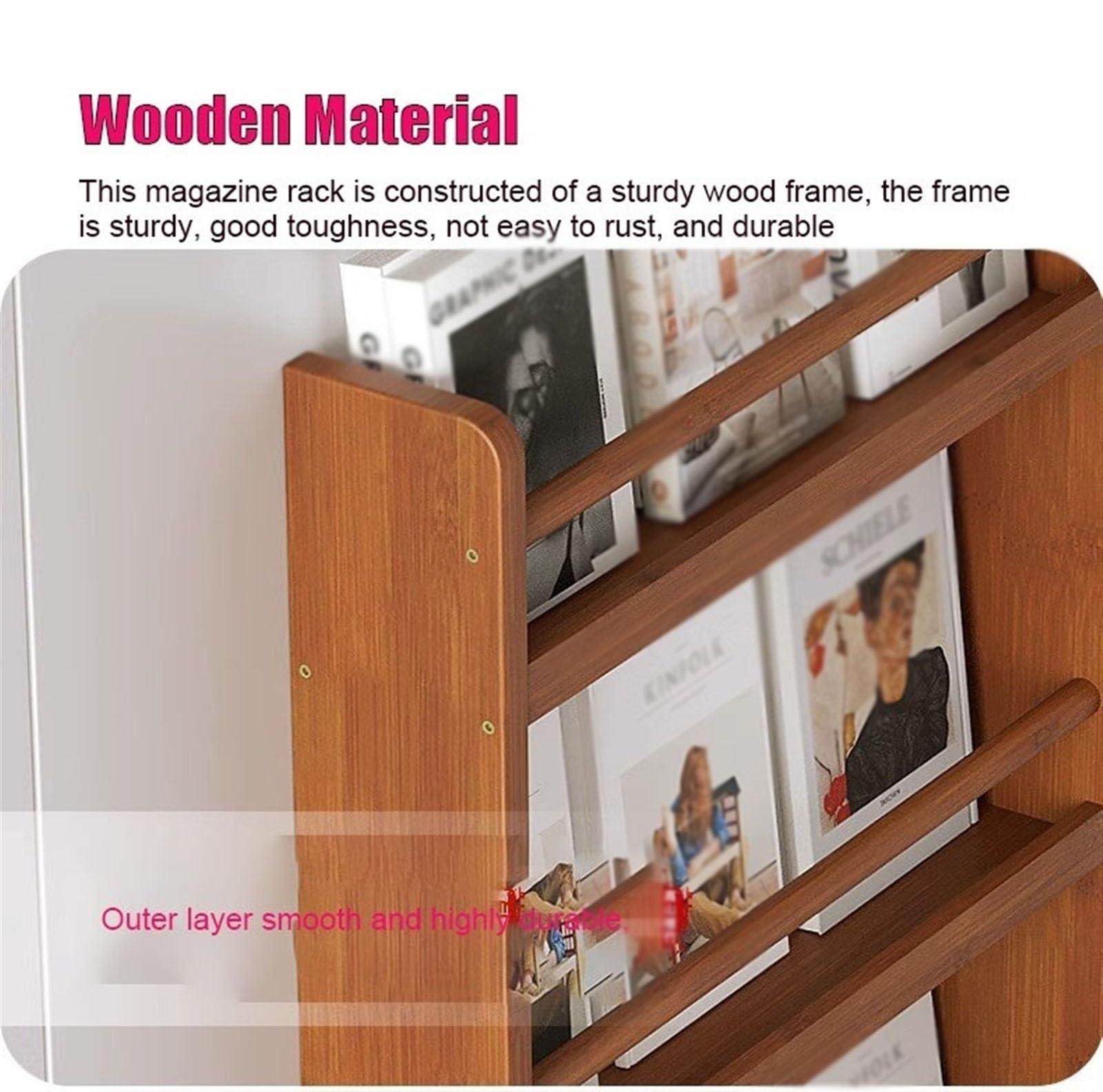 RENLXFI RENLXFI Free Standing Magazine Display Rack, 5 Layer Wood Newspaper Holder for Literature Books Document in Home Office Dining Room, Large Organizer Folder (Size : 155x50cm/61x19.7in)
