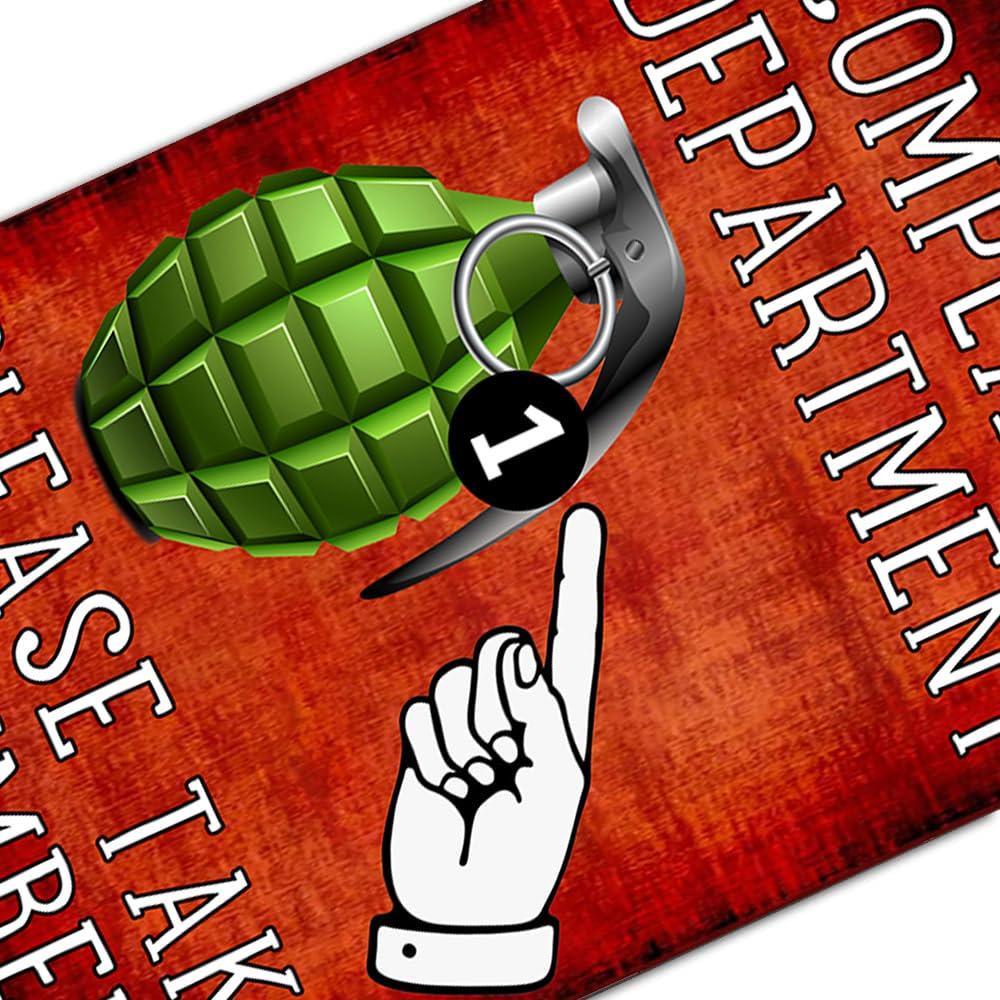 RESKEA Funny Metal Tin Sign Complaint Department Grenade Sign Complaint Department Take A Number Tin Signs Sarcastic Man Cave Bar Wall Decor