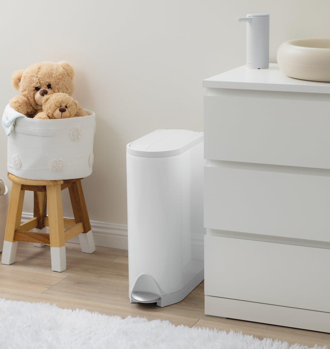 simplehuman simplehuman Diaper Can with Odor Control System (Odorsorb Pods and Odorsorb Liners), 18 Liter/ 4.8 Gallon, White Stainless Steel