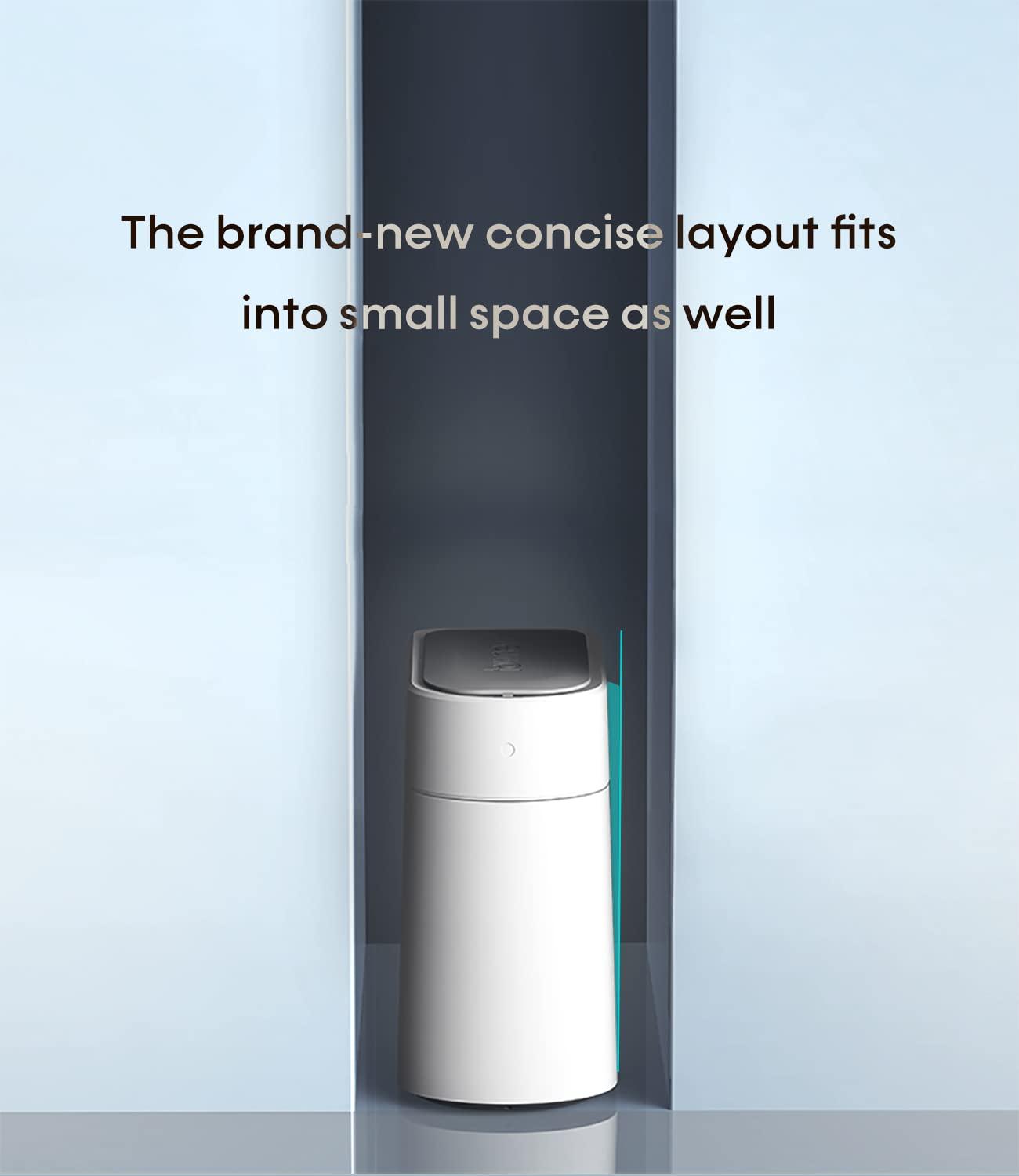 TOWNEW TOWNEW T3 Slim Automatic Infrared Motion Sensor Trash Can with Lid, Self Sealing & Changing 3.4-Gal Waterproof Garbage Can, Bathroom Touchless Trash Cans with Lids- White x1 Refill Ring(Up to 20 Bags)