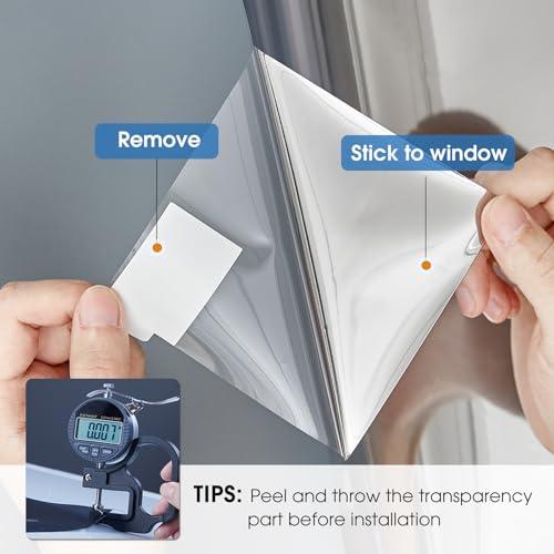 ColorfulHall ColorfulHall Window Film Heat Blocking 95% Window Privacy Film See Out not in Window Tint for Home, One Way Reflective Cling for Door Window Home Office(Silver 35.4X78.7 inch)