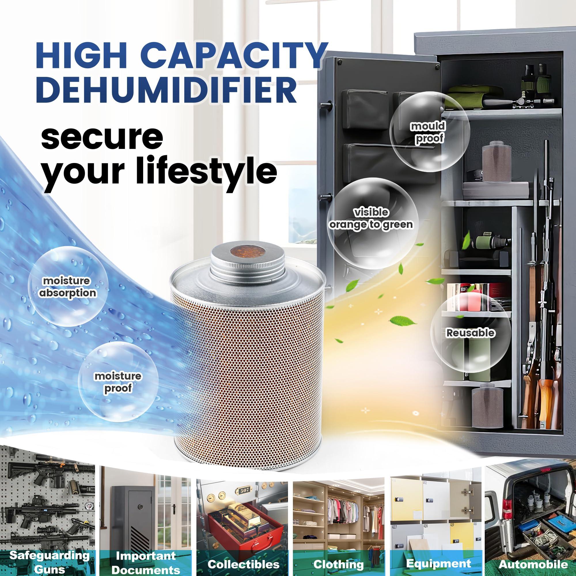 Wisesorb Wisesorb 750 Grams 6pcs Gun Safe Dehumidifier, Reusable Canister Desiccant Dehumidifier, Rechargeable 1.65 Lbs Indicating Silica Gel Orange To Green