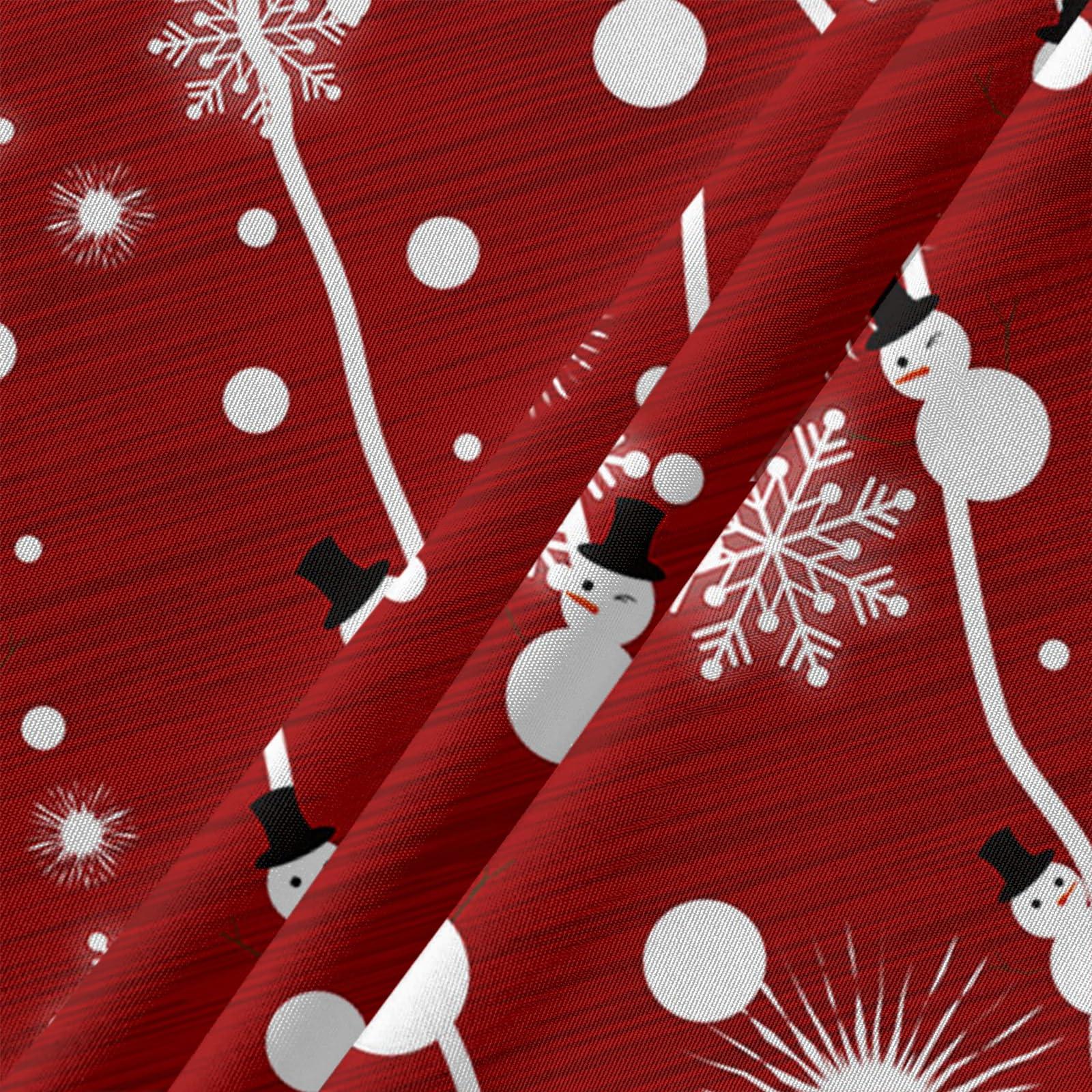 ZOE GARDEN ZOE GARDEN Red Christmas Round Tablecloth Waterproof & Stainproof Tablecloths, Wipeable Table Cloth Wrinkle-Free for Dining/Party/Wedding Farmhouse Snowman Snowflake Wood 54\" Dia