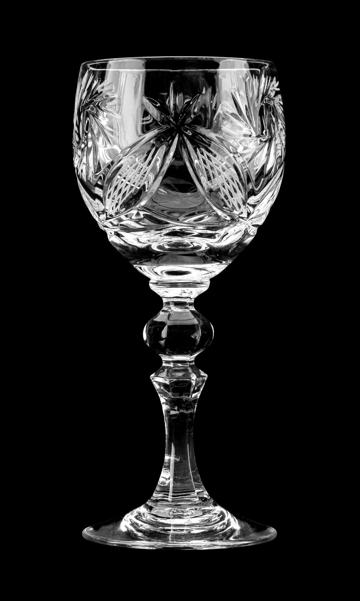 Belarus SET of 6 Russian CUT Crystal Shot/sherry Glasses on a Long Stem 65ml/2oz Hand Made