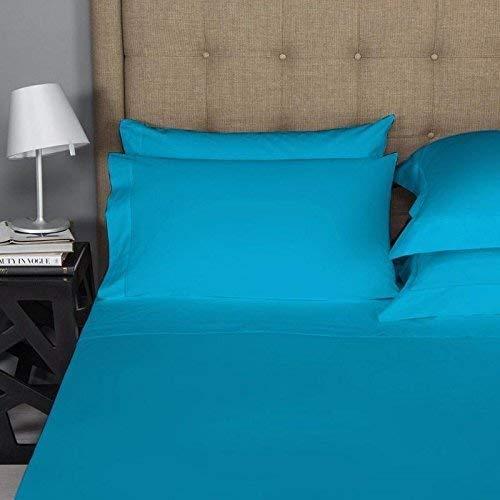 Himeya Bedding Original 1800-TC Coziest 100% Heavy Cotton 6-PCs Sheet Set (1 Fitted, 1 Flat, 4 Pillowcase) Fits Mattress 4-6\'\' Deep Pocket (King Size) Bedding Sheets for Bed (Solid, Turquoise)