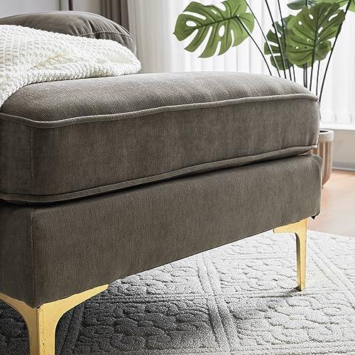 FANYE FANYE L-Shaped Sectional Sofa Couch with Wide Chaise, 83" 3-Seater Convertible Corner Sofa&Couch with Pillows Armrests and Golden Metal Legs Perfect for Home Office Apartment Compact Living Room