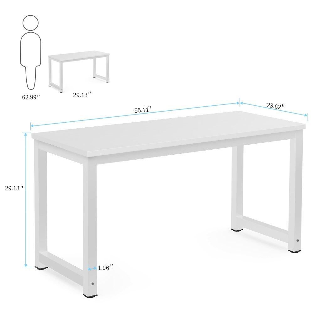 Tribesigns Tribesigns Computer Desk, 55 inch Large Office Desk Computer Table Study Writing Desk for Home Office, White + White Leg