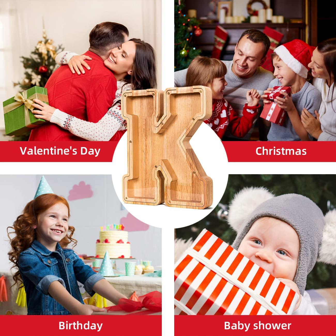 summidate SummiDate Wooden Letter Piggy Bank| Piggy Bank for Boys Girls Toddler| Alphabet H Money Bank| Coin Bank Birthday Gift for Kids|Birthday Gift for Kids (H)