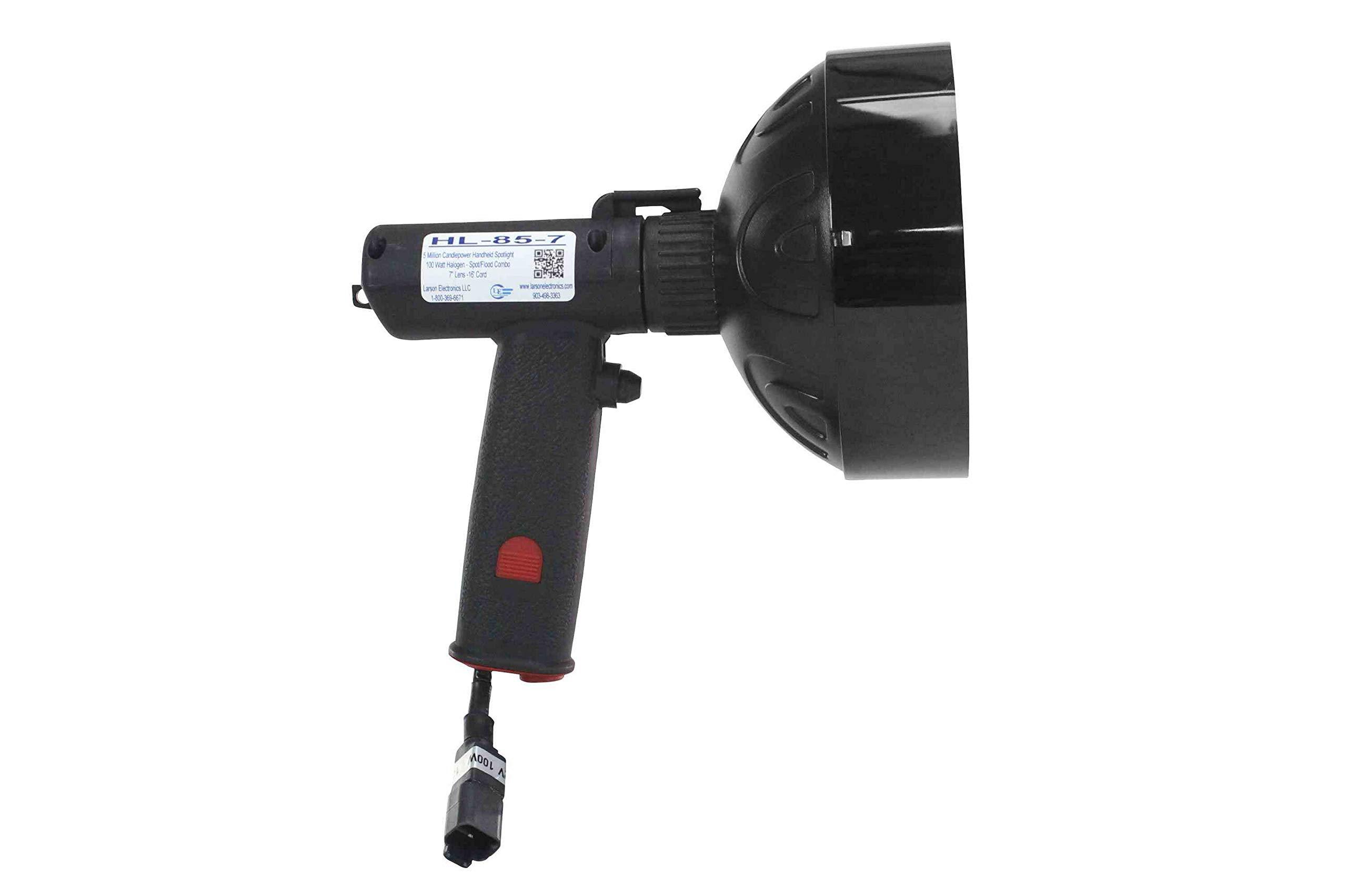 Larson Electronics 5 Million Candlepower Handheld Spotlight- Red Hunting Lens - 100 Watt Halogen - Spot/Flood Combo(-12