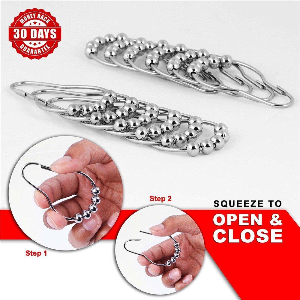 Uigos Uigos Shower Curtain Rings for Bathroom - Stainless Steel, Set of 12, Chrome