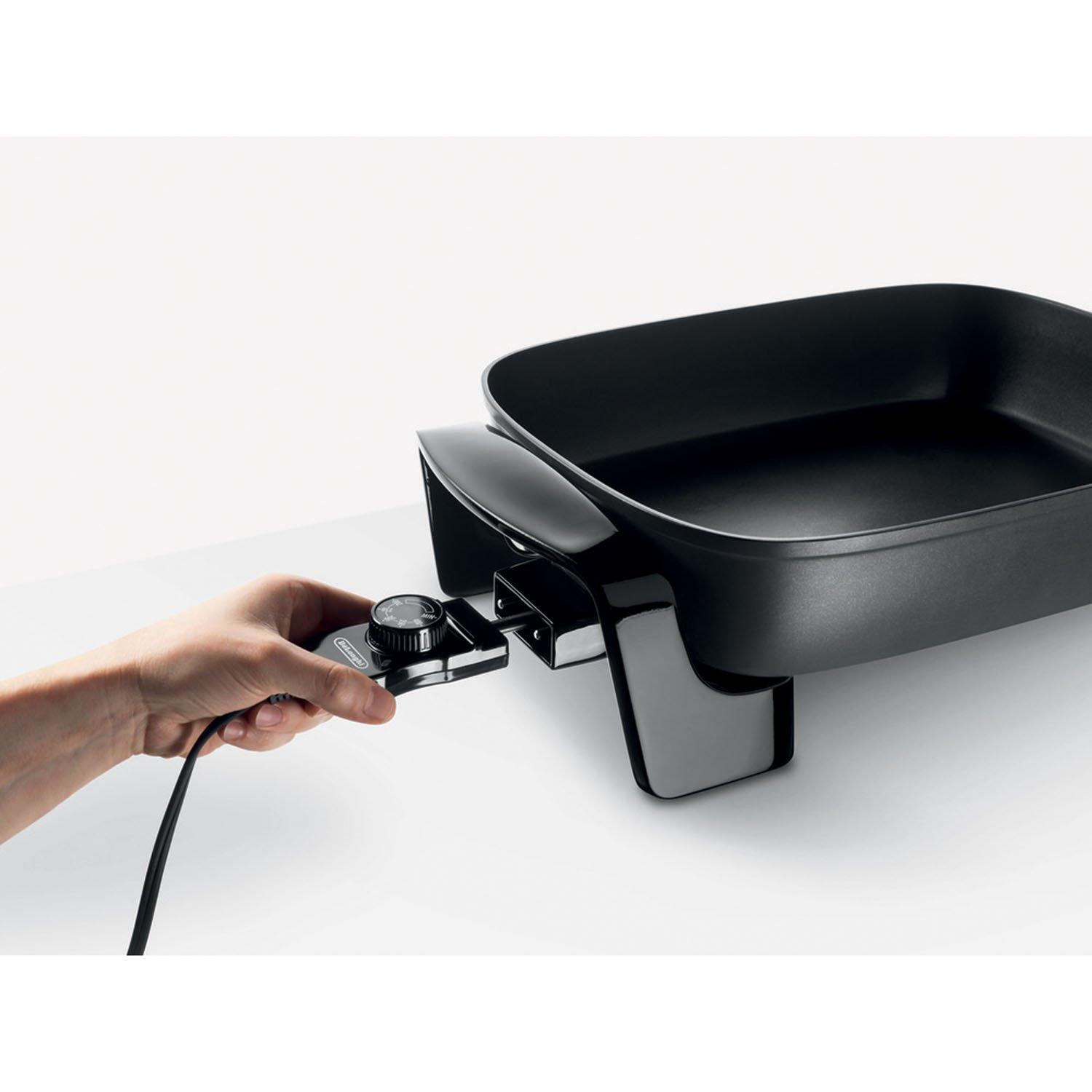 De'Longhi De'Longhi Electric Skillet with Tempered Glass Lid, 16" X 12", Black