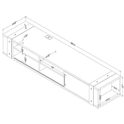South Shore South Shore Munich 68\" Wall Mounted Media Console-Weathered Oak