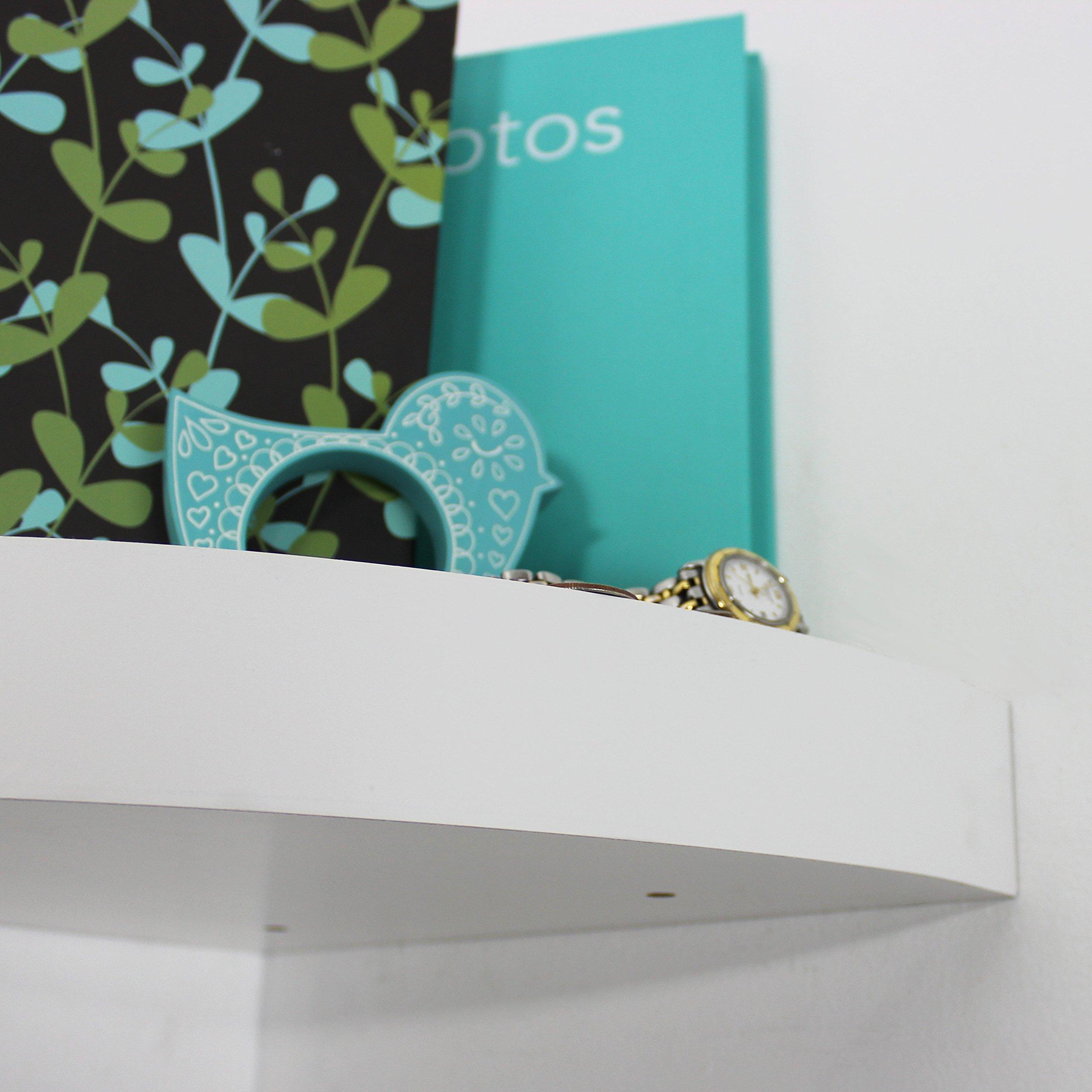 in Place InPlace Shelving 0191806 11.8-Inch Wide Floating Corner Wall Shelf, White (Pack of 2)