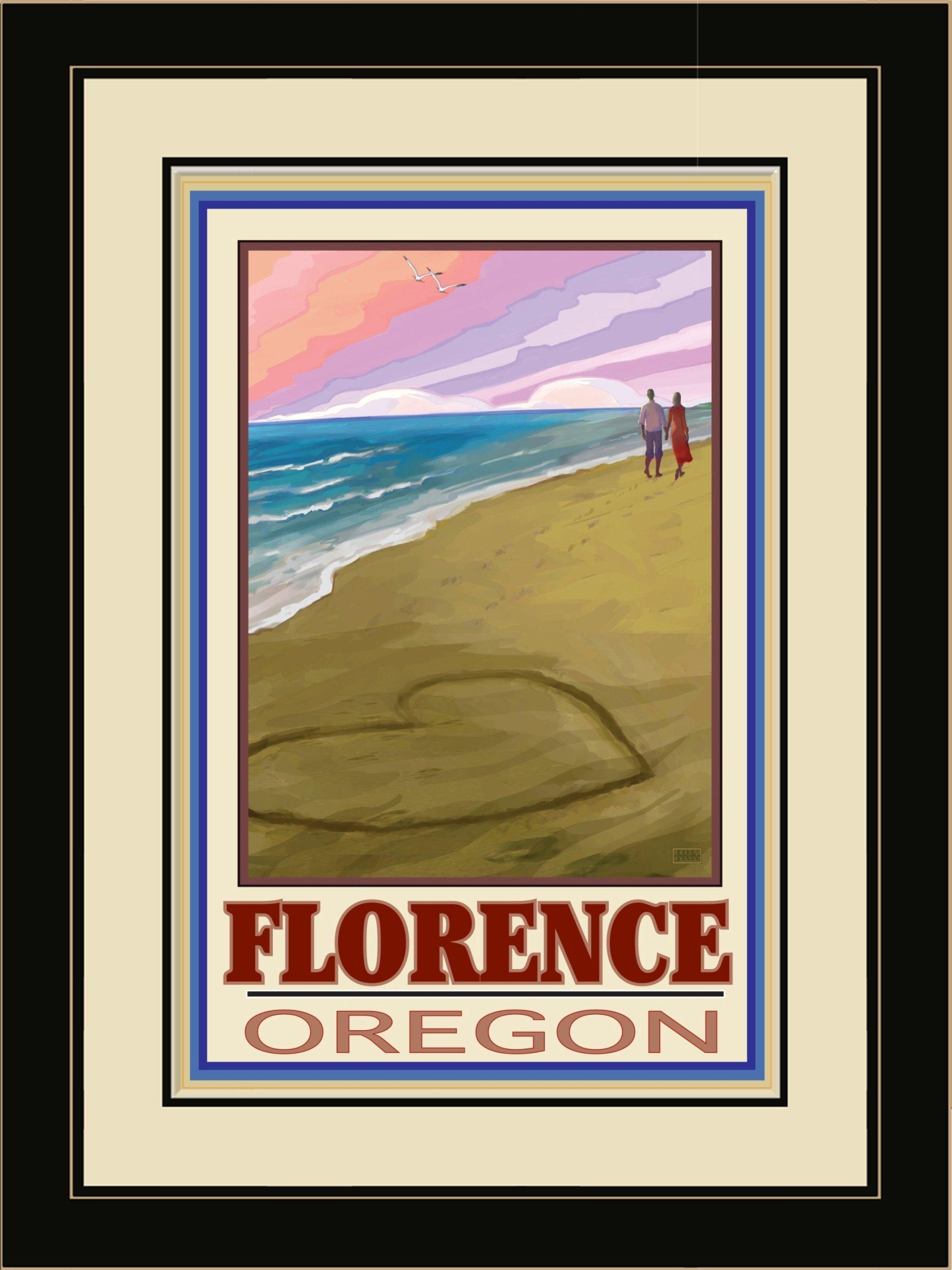 Northwest Art Mall Northwest Art Mall JK-4101 LFGDM Florence Oregon Love On Coast Framed Wall Art, 20\" x 26\"