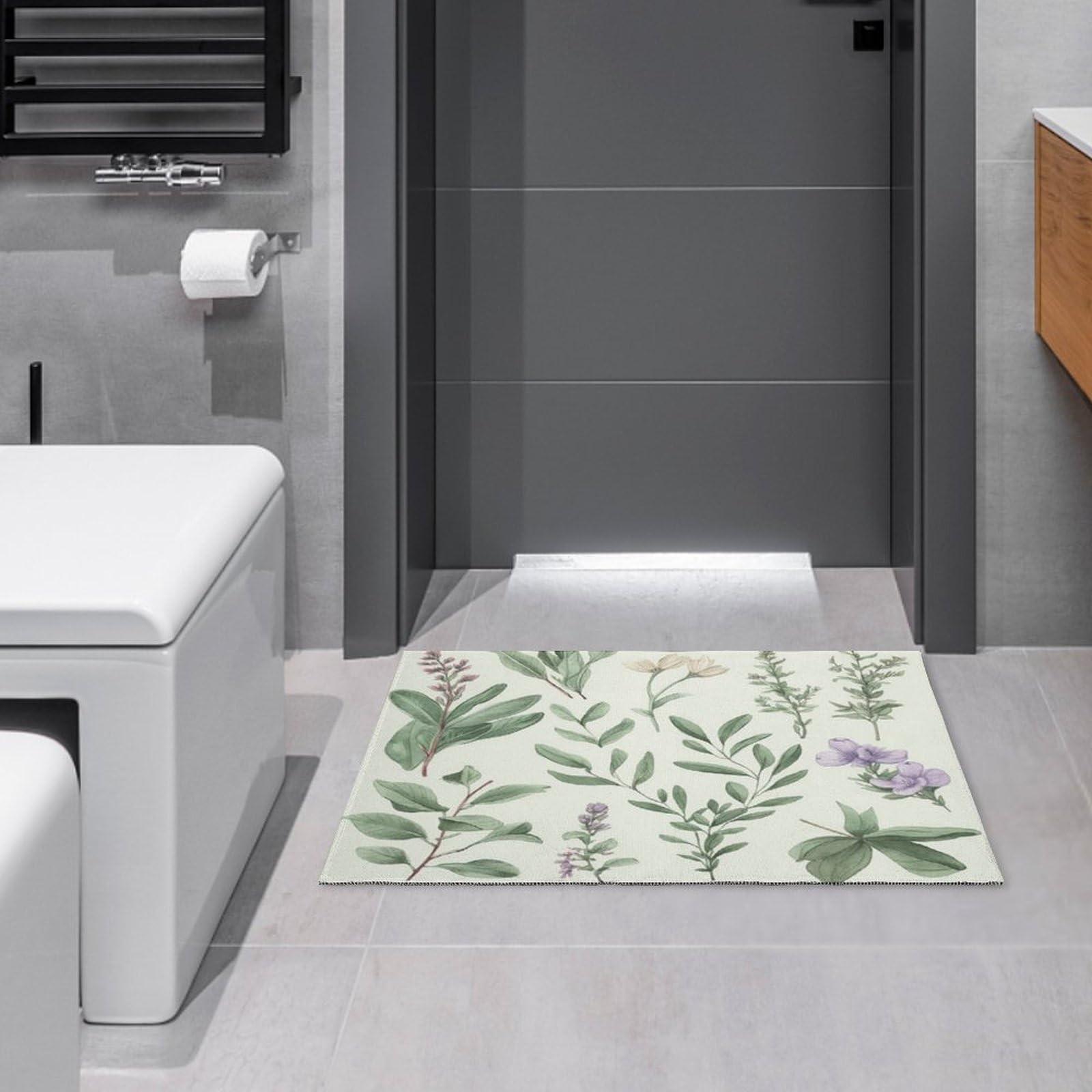 ZXDSKGYN Washable Outdoor Rug Green Flower Herb Sage Leaves and Branches Area Rug Living Room Rug Non-Slip Stain Resistant Carpet for Door Mat,Floor, Entryway, Etc