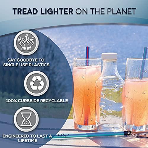 HotSips HotSips Reusable Drinking Straws - Ergonomic Shape Made in the USA - Tumblers & Cups 12-40 oz - Fit for Hot and Cold Beverages, Water, Coffee, Tea - Portable Travel Case - (2 Medium 2 Large)