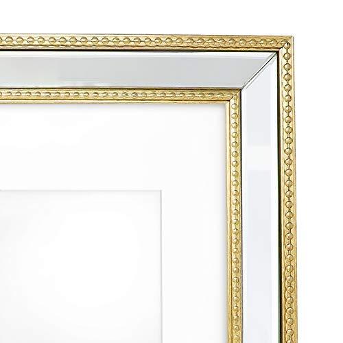 Isaac Jacobs International Isaac Jacobs 11x14 (Matted 8x10) Gold Mirror Bead Picture Frame - Classic Mirrored Frame with Dotted Border Made for Wall Display, Photo Gallery and Wall Art (11x14 (Matted 8x10), Gold)