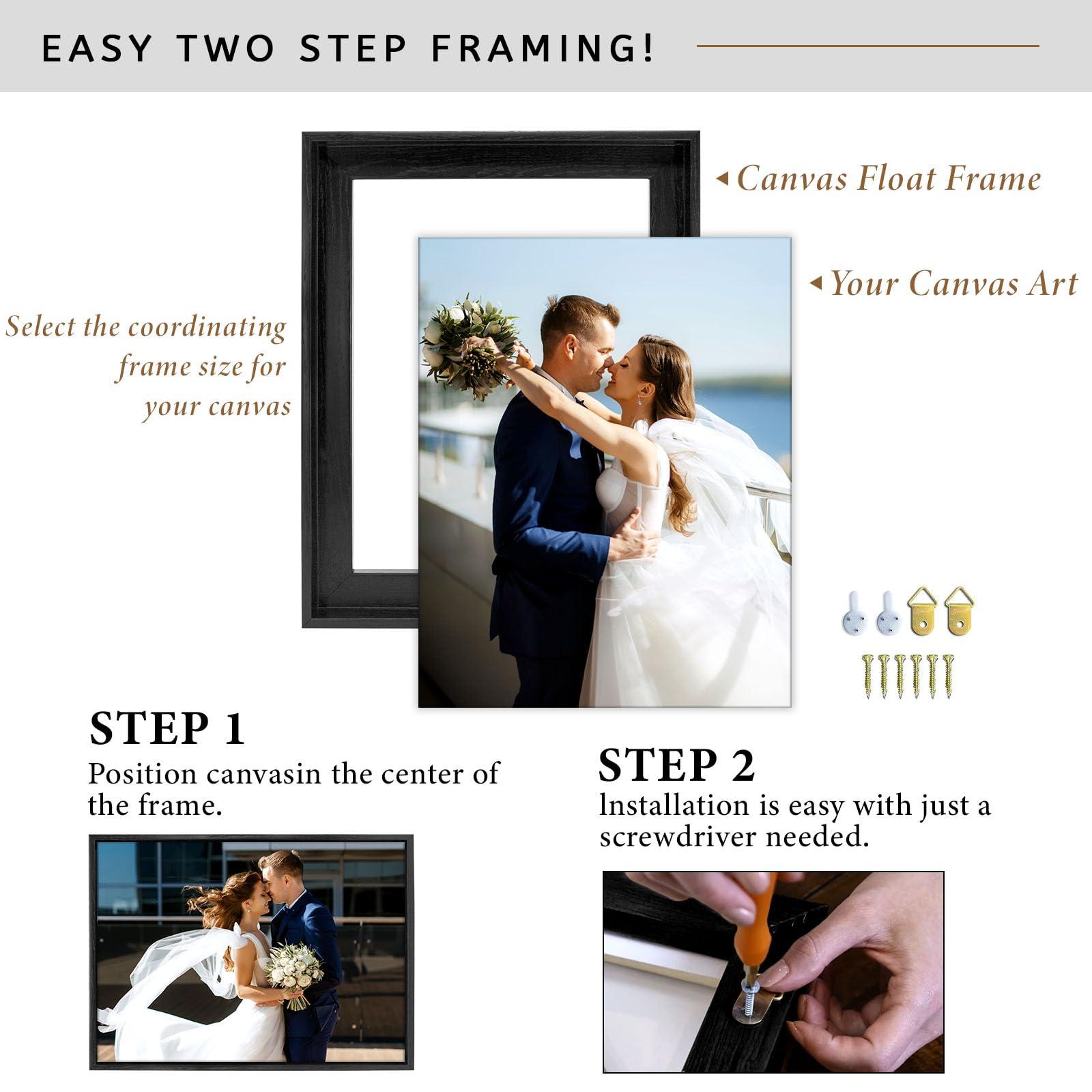 Texas Art Canvas Float Frames 12x30 Frame, Floating Frames for Canvas Prints Floater Frame for Finished Canvas, Vertical & Horizontal Wall Hanging Large Frame for Canvas Paintings, Floating Wall Art Decor