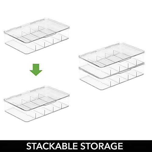 mDesign mDesign Plastic Stackable Eyeglass Case Storage Organizer with Hinged Lid for Unisex Sunglasses, Reading Glasses, Fashion Eye Wear, Protective Glasses, 5 Sections, Ligne Collection - 2 Pack - Clear
