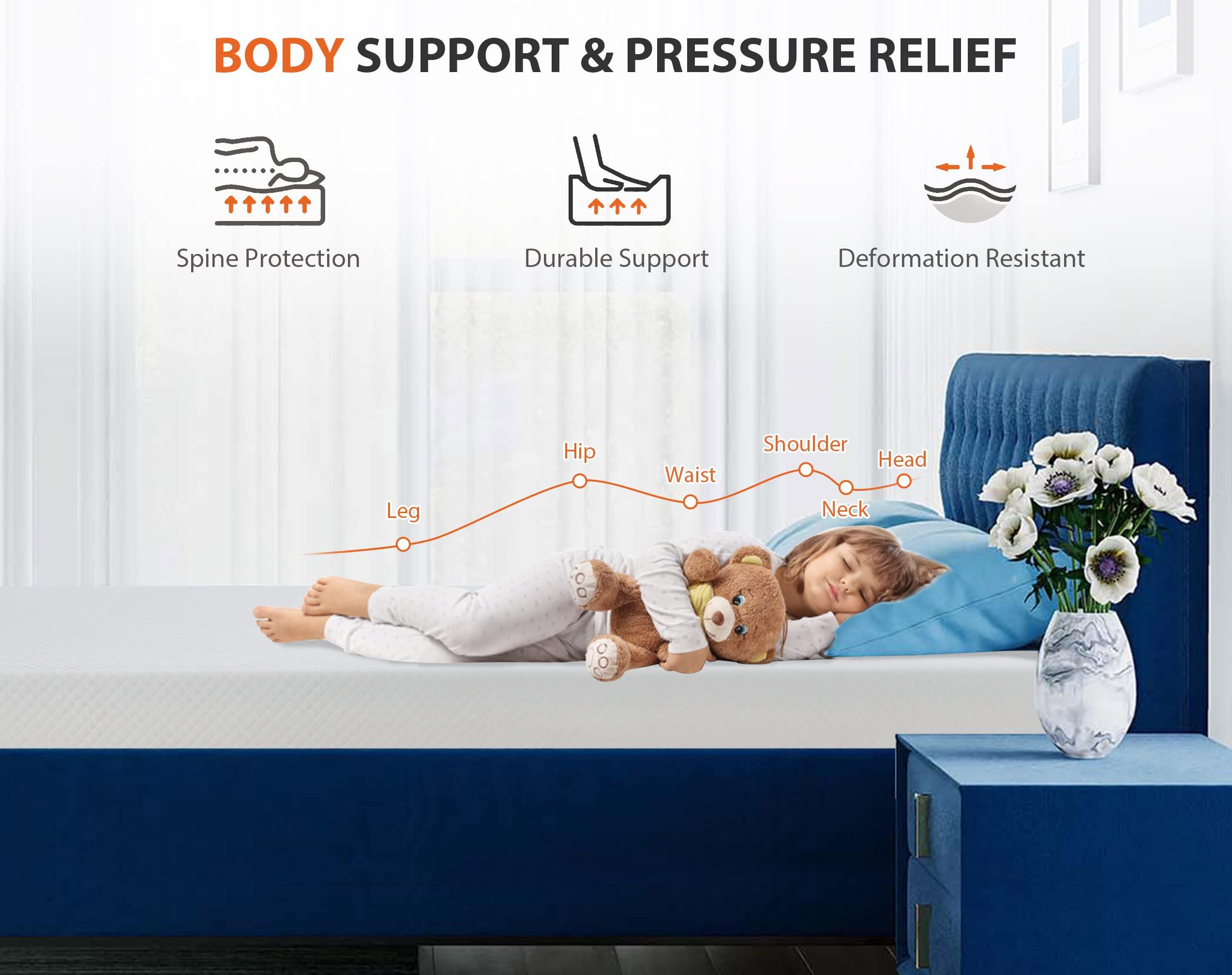 MKDLUFEI MKDLUFEI 6 Inch Twin Mattress, Gel Memory Foam Mattress, Twin Size Mattresses with Cover for Cool Sleep & Pressure Relief, Twin Bed Mattress, Twin Memory Foam Mattress, Mattress Twin, White