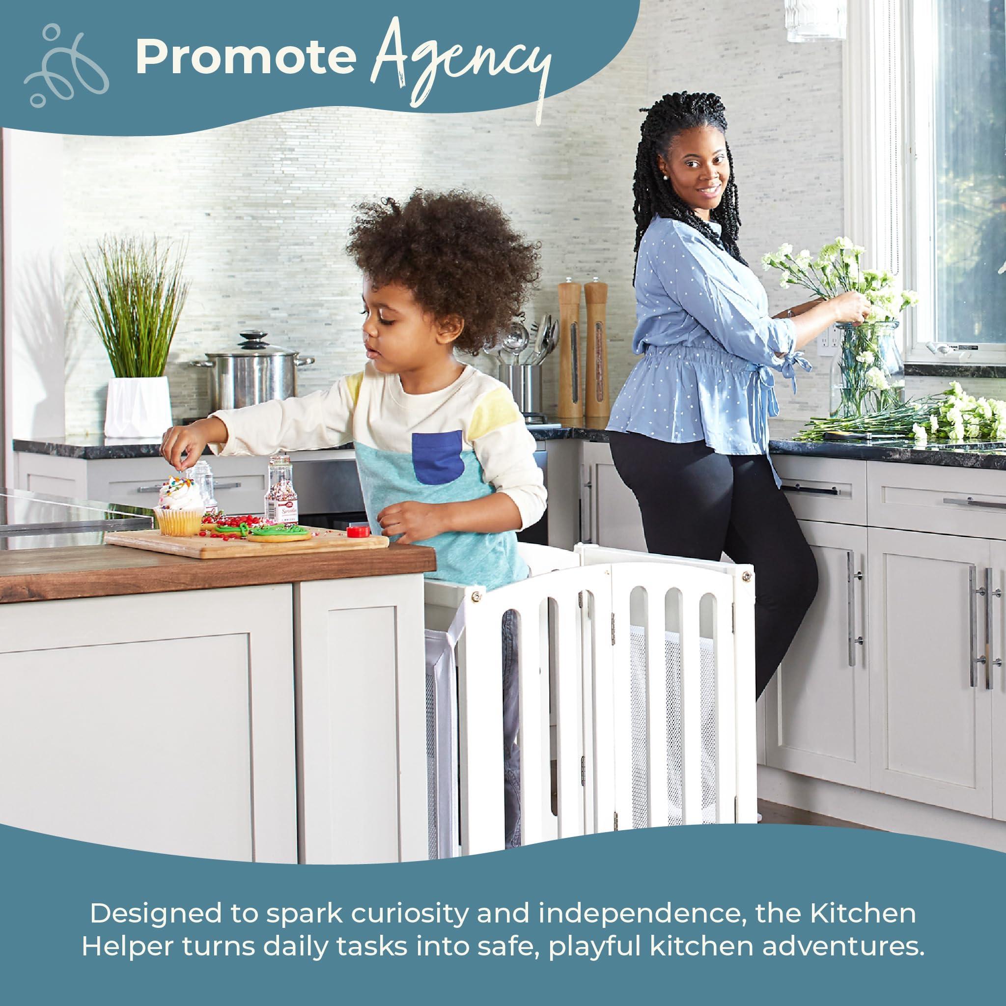 Guidecraft Guidecraft Contemporary Kitchen Helper Toddler Tower - Limited Edition Pink. Original Folding Montessori Learning Step Stool with Safety Nets