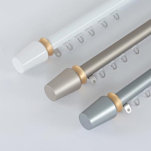 WDJBPSH 5ft 6ft 7ft 8ft 9ft 10ft 11ft 12ft Long Straight Rail Curtain Rod for Room Divider, White Champagne Grey Sliding Curtain Track for Patio/Bay Window/Camper/Bedroom/Gazebo/Office, Wall Mount (Color