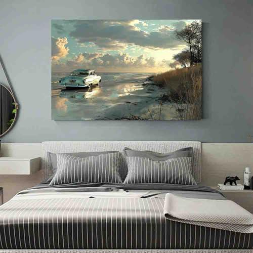 LWZBBGSL LWZBBGSL a car parked on the shore,wall decor for bedroom,for Bedroom,12x16inch