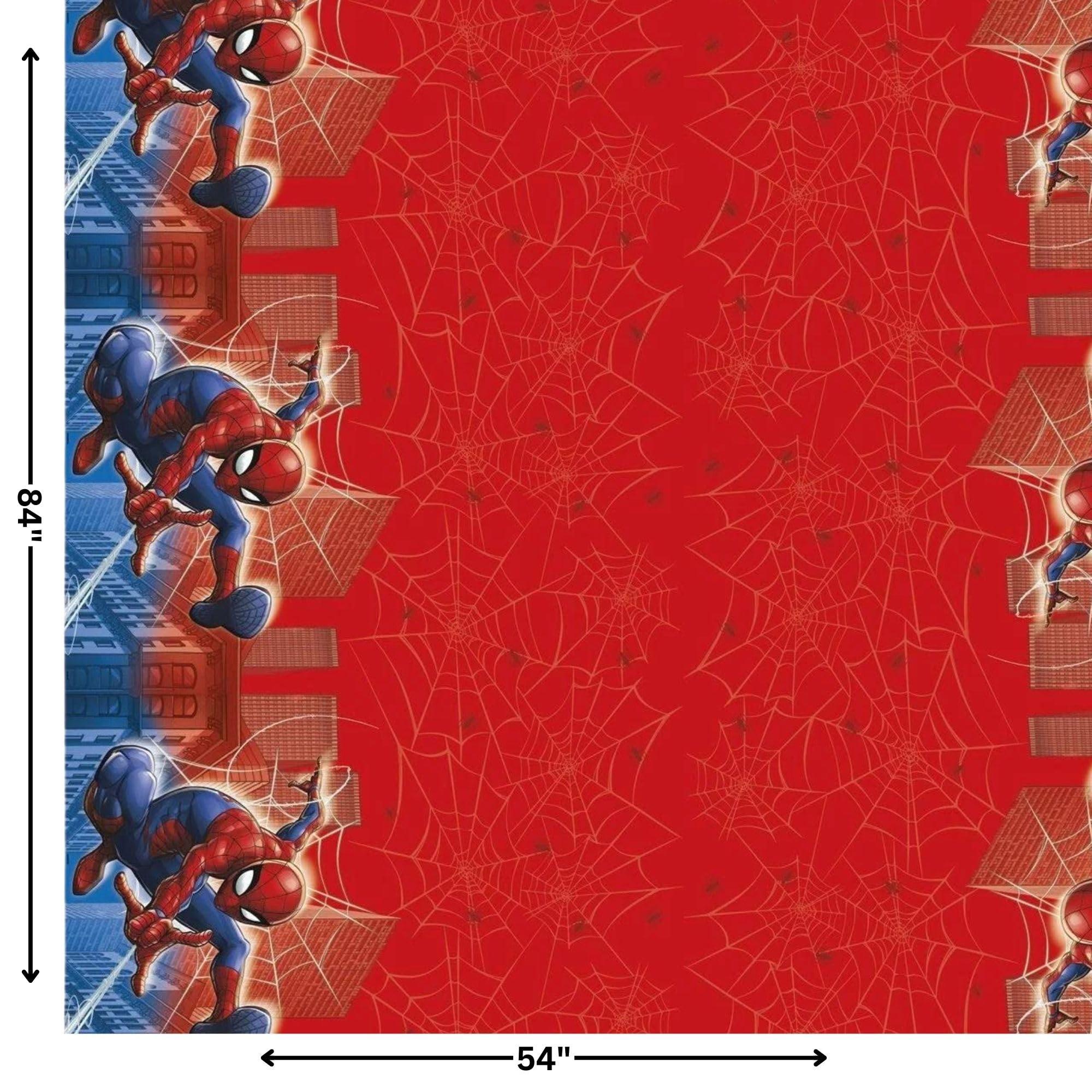 Unique Spiderman Tablecloth (54\" x 84\") 1 Count - Red and Blue Disposable Rectangular Plastic Tableware - Spider Man Plastic Table Cover - Perfect For Birthday Celebrations and Party Decorations