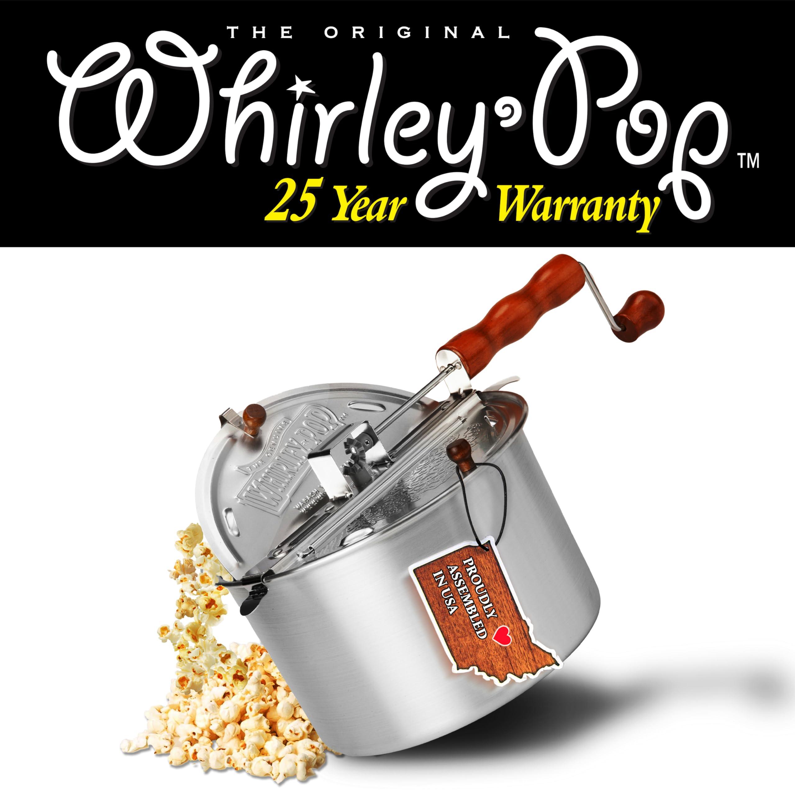 Wabash Valley Farms Original Whirley-Pop Popper Kit - Nylon Gears - Silver - 1 Real Theater All Inclusive Popping Kit
