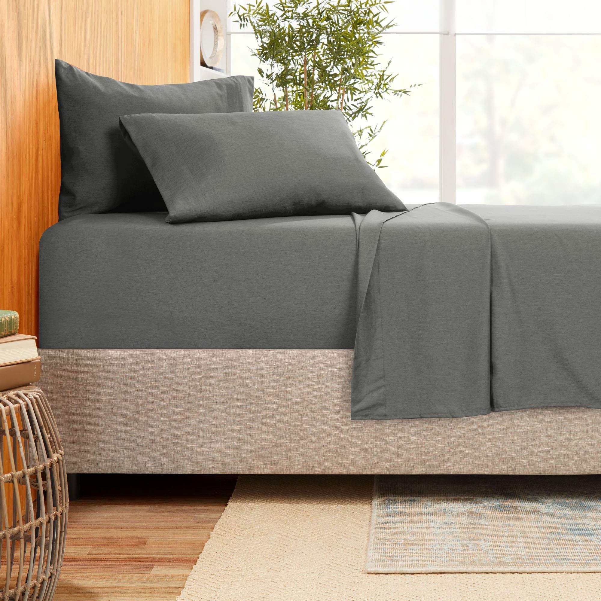 Splitsvilla Twin Size Sheet Set 4 Pcs Bedding Set 100% Long Staple Cotton Bed Sheets Extra Soft and Luxury Sheets, 800 TC Easy Fits Mattress Upto 15\" Deep Pocket (Twin Size,Charcoal Gray)