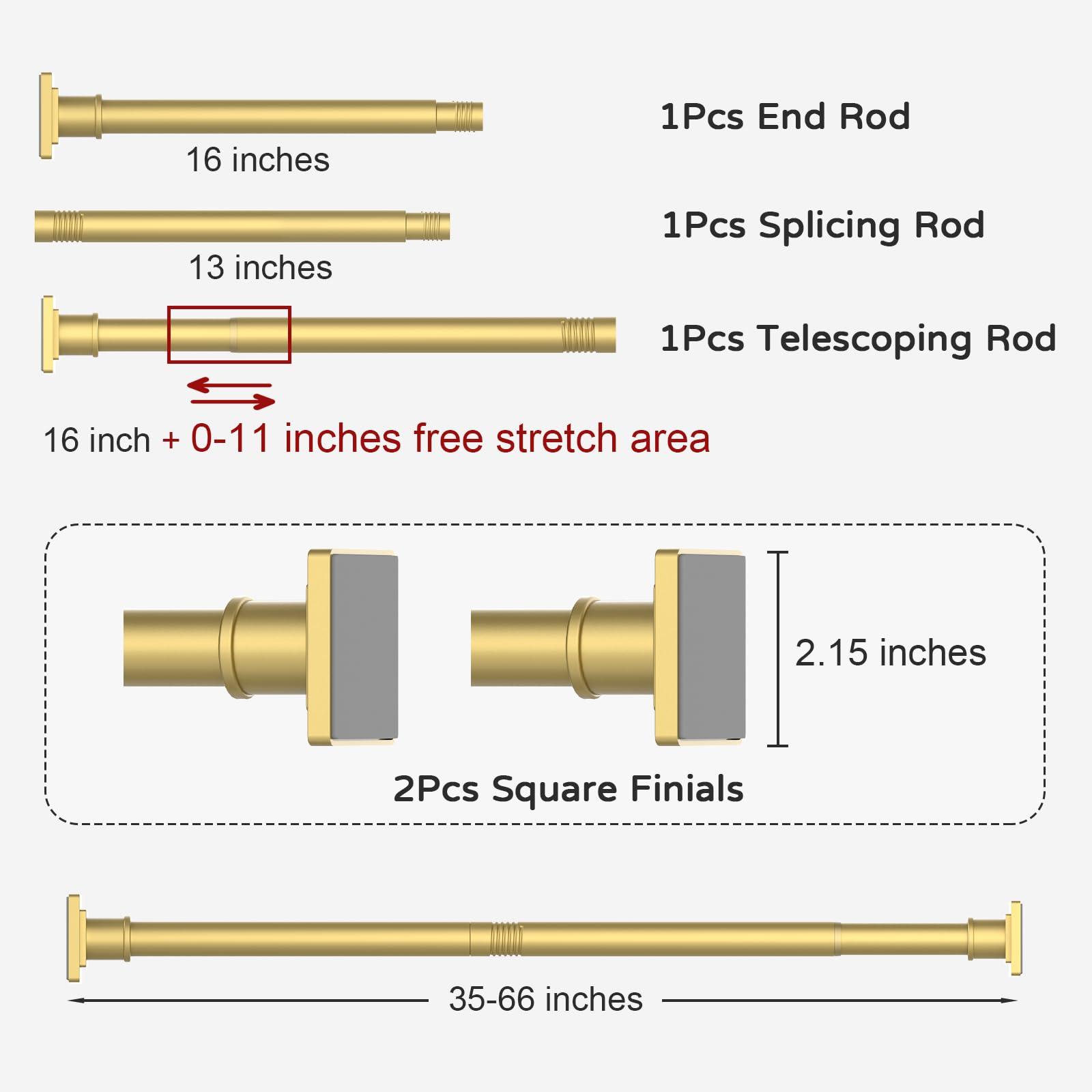UIOSANRT UIOSANRT Gold Shower Curtain Rod 31-68 Inches Non-Slip Shower Rod Tension Mounted No Drill Shower Curtain Rods Spring Tension Rod Adjustable Tension Curtain Rod for Windows Bathroom
