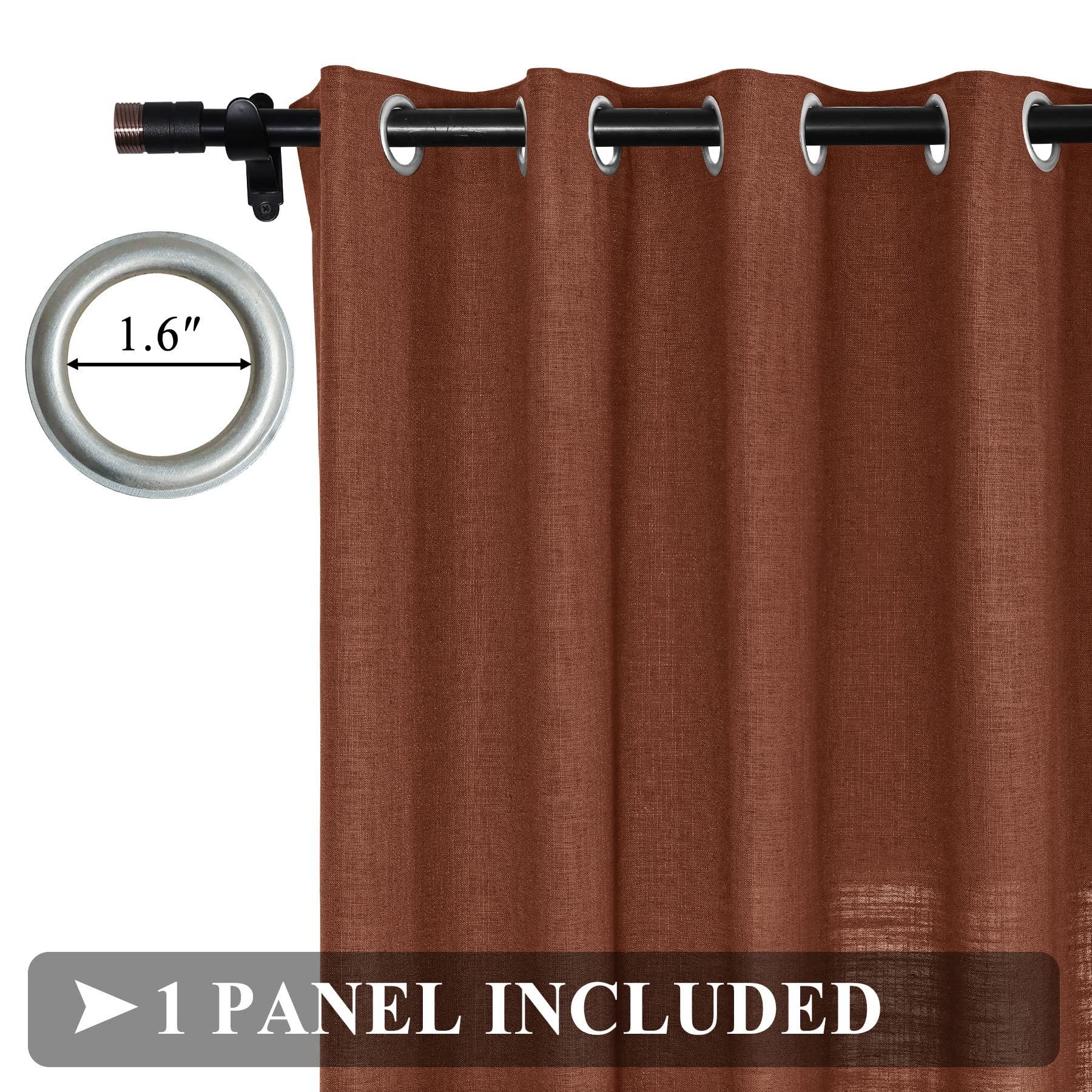 Fcosie Fcosie Extra Long Linen Curtains for High Ceiling 9, 10, 12, 14, 15, 16, 17, 18, 20, 24 ft Long Room Darkening Grommet Drapes Custom Made Length for Loft (1 Panel), 100" W x 132" L, FireBrick