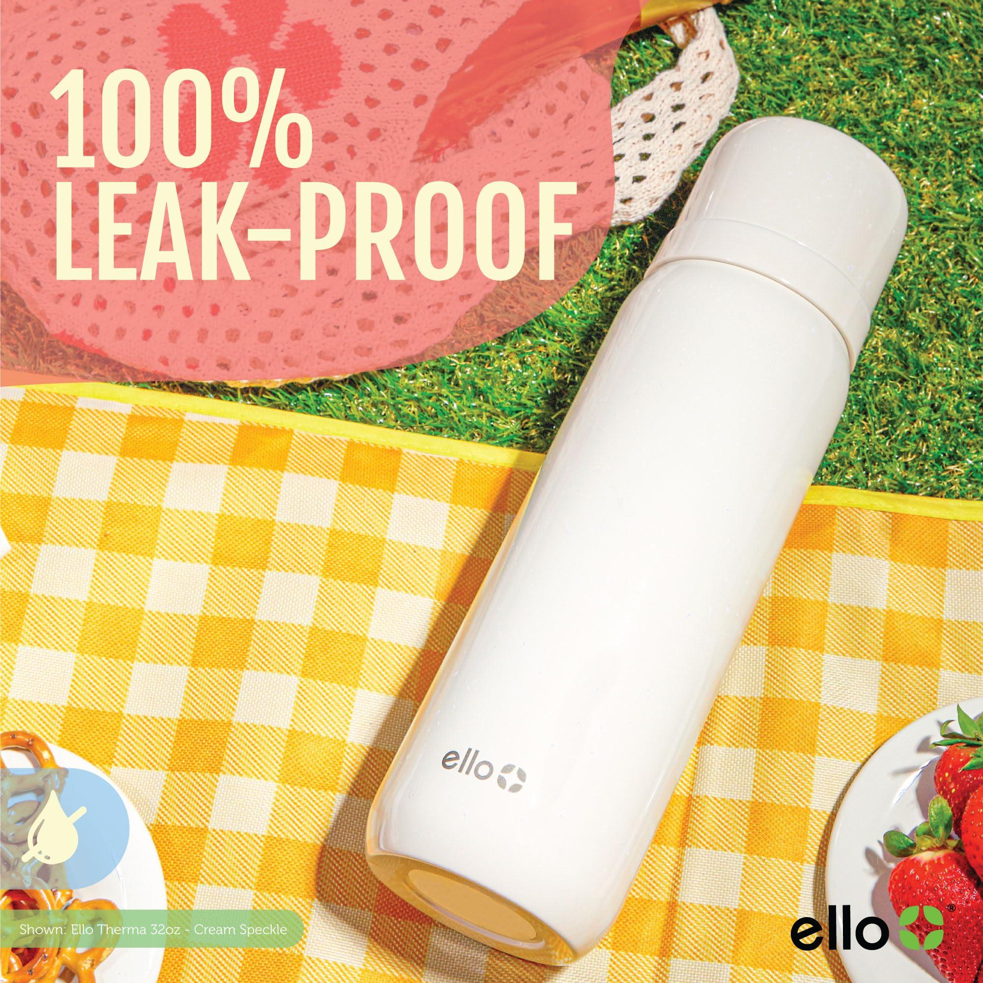 Ello Ello Therma 32oz Insulated Stainless Steel Thermos for Hot & Cold Beverages with Leak Proof Lid & Built-in Cup, Triple Wall Insulation, Hot 24 Hrs, Perfect for Coffee,Tea, Dishwasher Safe, Green