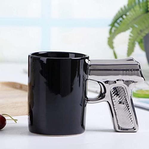 HLJgift HLJgift Novelty Ceramic Coffee Mugs Gun Mugs Pistol Cup for amazing gift Black&Silver