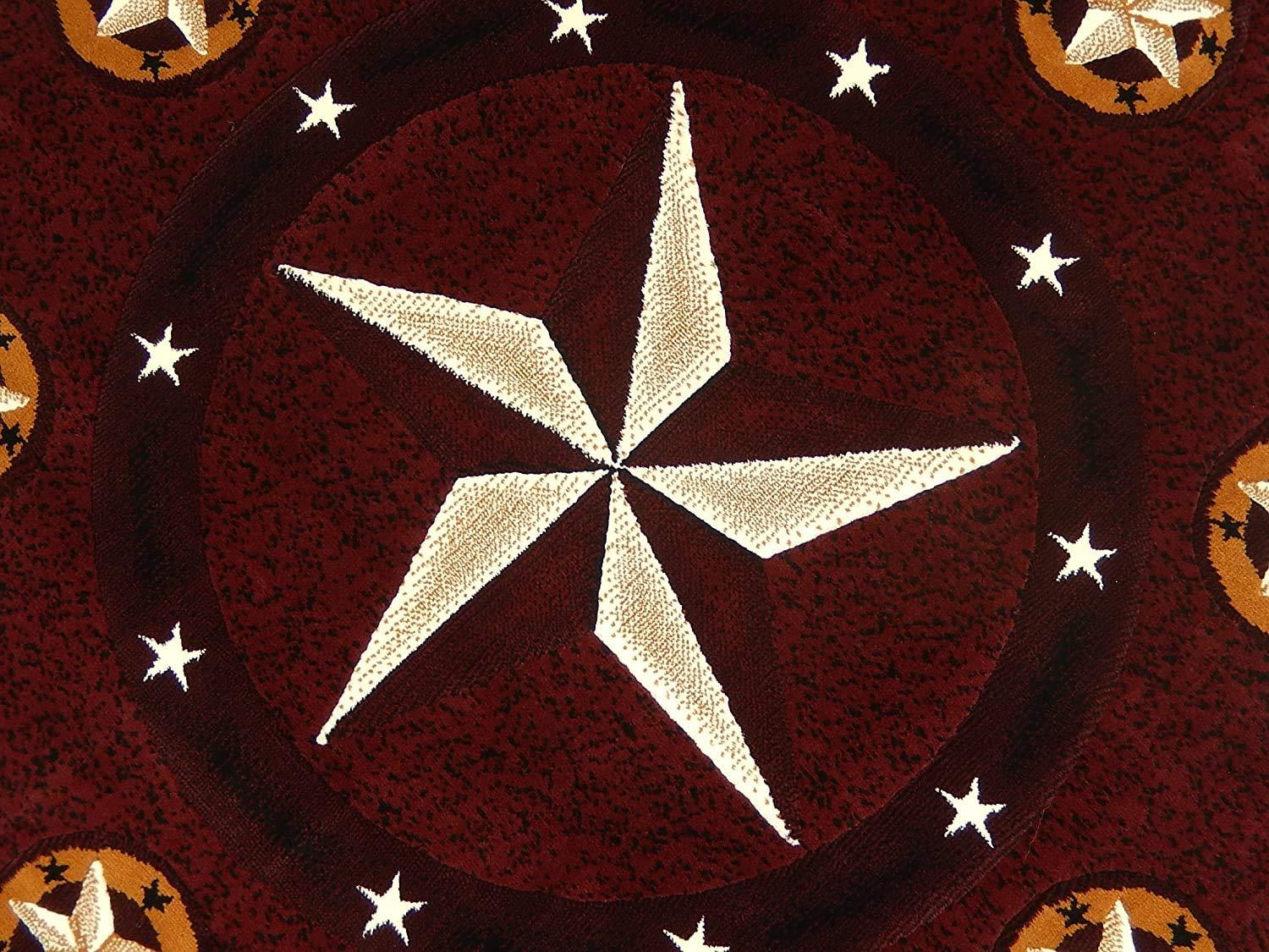 Champion Rugs Champion Rugs Western Texas Lone Star Rustic Burgundy Area Rug (5 Feet X 5 Feet Round)