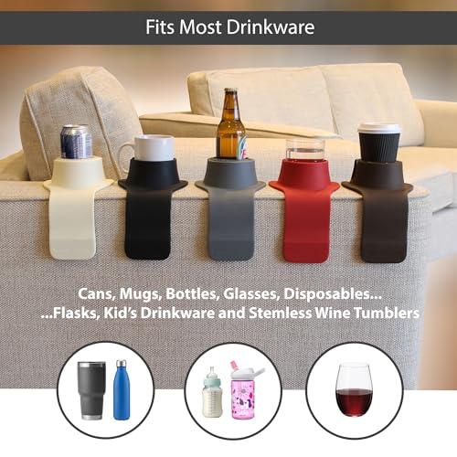 HIT PRODUCTS HIT PRODUCTS CouchCoaster - Original & Patented Armrest Couch Cup Holder, Mocha Brown - A Weighted, Silicone, Anti Slip Coaster Stops Spills On Your Sofa, Armchair Or Recliner & Keeps Drinks in Reach