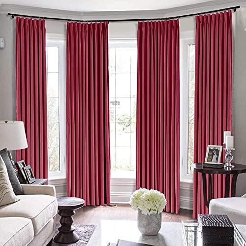 LITTLE BIRD Double Pinch Pleated Curtains with Hooks for Living Room Bedroom Bunglow,Hall , Apartment Window Curtain Measurement Burgundy Red, (Wide 58 Inch by 96 Inch Long-1 Panel)