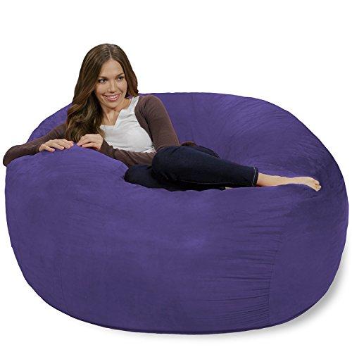 Chill Sack Chill Sack Bean Bag Chair: Giant 4' Memory Foam Furniture Bean Bag - Big Sofa with Soft Micro Fiber Cover - Purple