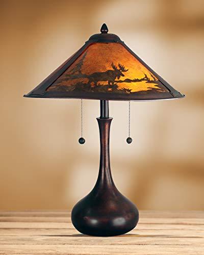 Dale Tiffany Lamps Dale Tiffany TT80484 Animals/Insects Two Light Table Lamp from Classic Mica Collection Dark Finish, 17.00 inches, Antique Bronze