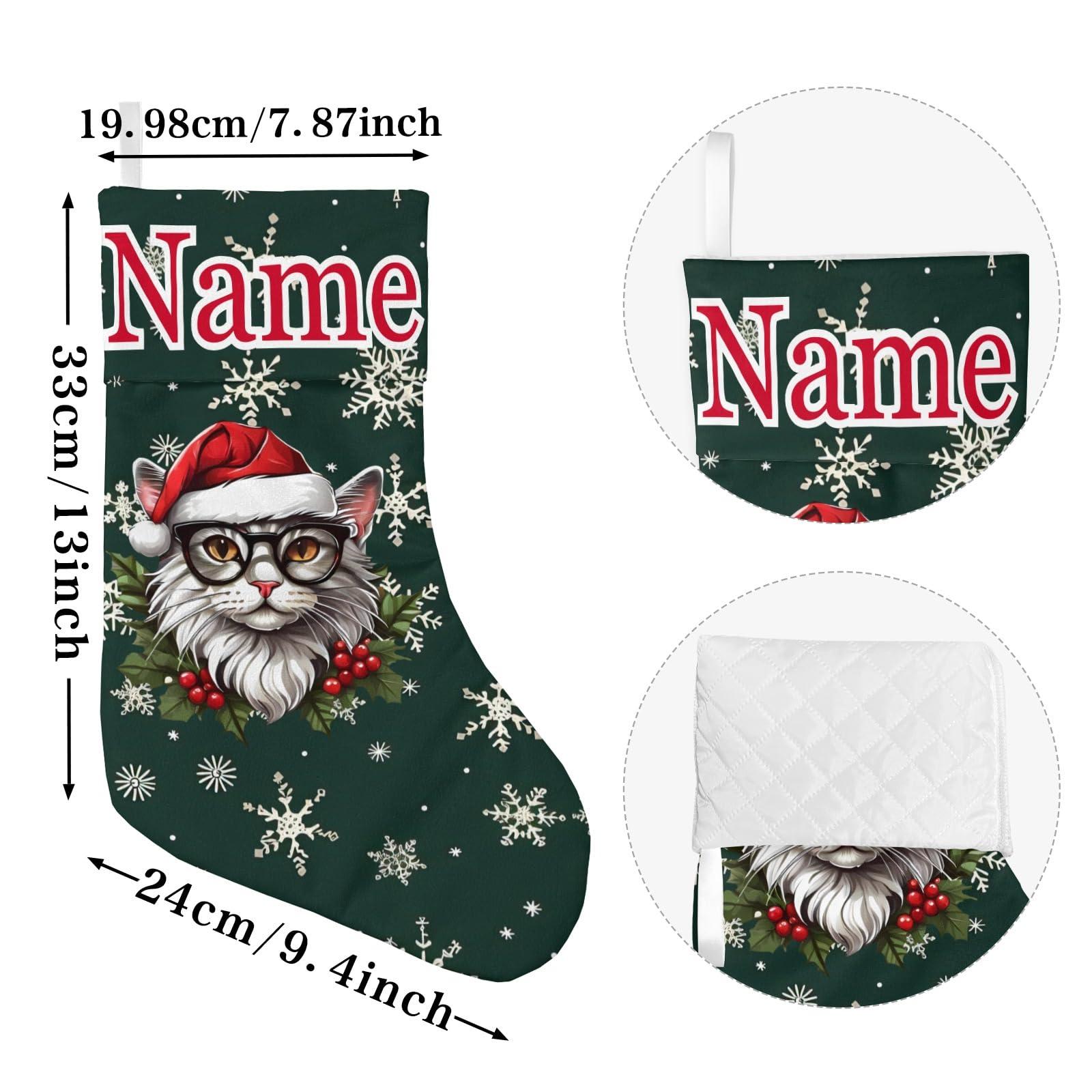 DIYGIFTS DIYGIFTS Personalized Christmas Stockings Custom Christmas Stockings with Name Animal Head Christmas Decorations Festival Surprise,Cat