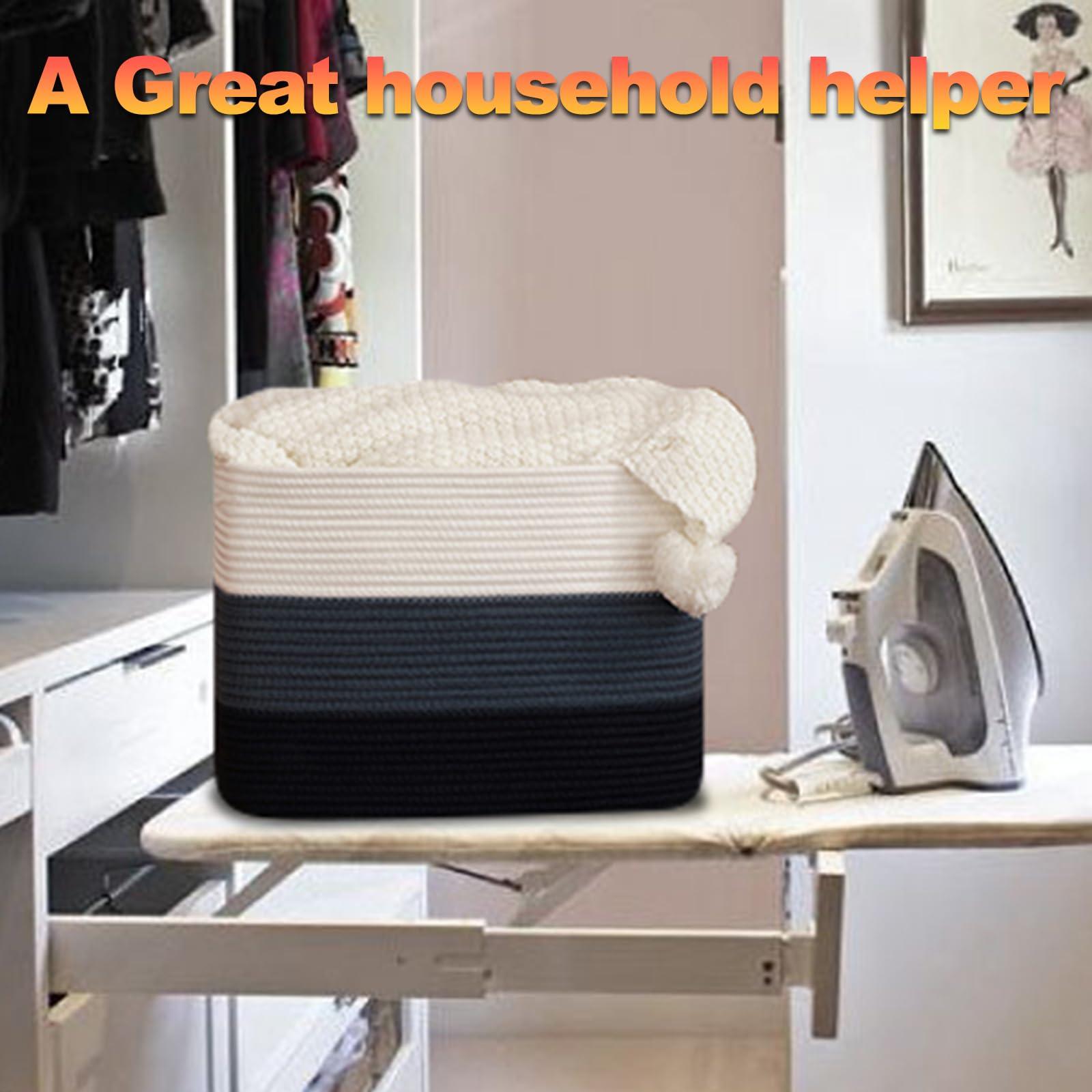 SIXDOVE Storage Baskets for Organizing, 2 Pack Woven Basket for Storage, Rectangle Baskets for Shelves Closet Organizers, Toy Basket for Nursery Storage Living Room, Laundry Room, Bedroom, Gradient Blue