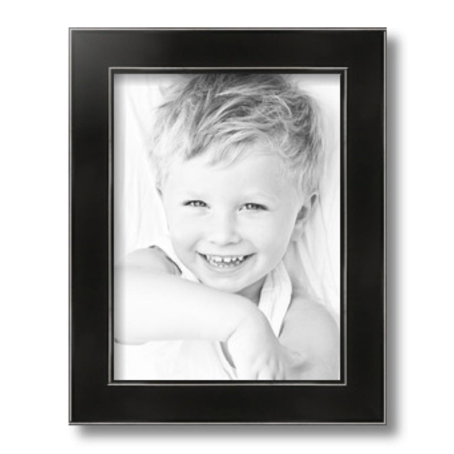 ArtToFrames ArtToFrames 9x12 Inch Black Picture Frame, 2 - Pack, This 1.75 inch Custom Wood Poster Frame is Honors Black with Silver, Comes with Regular Glass (Frame_Pack_2_D11148-9x12)