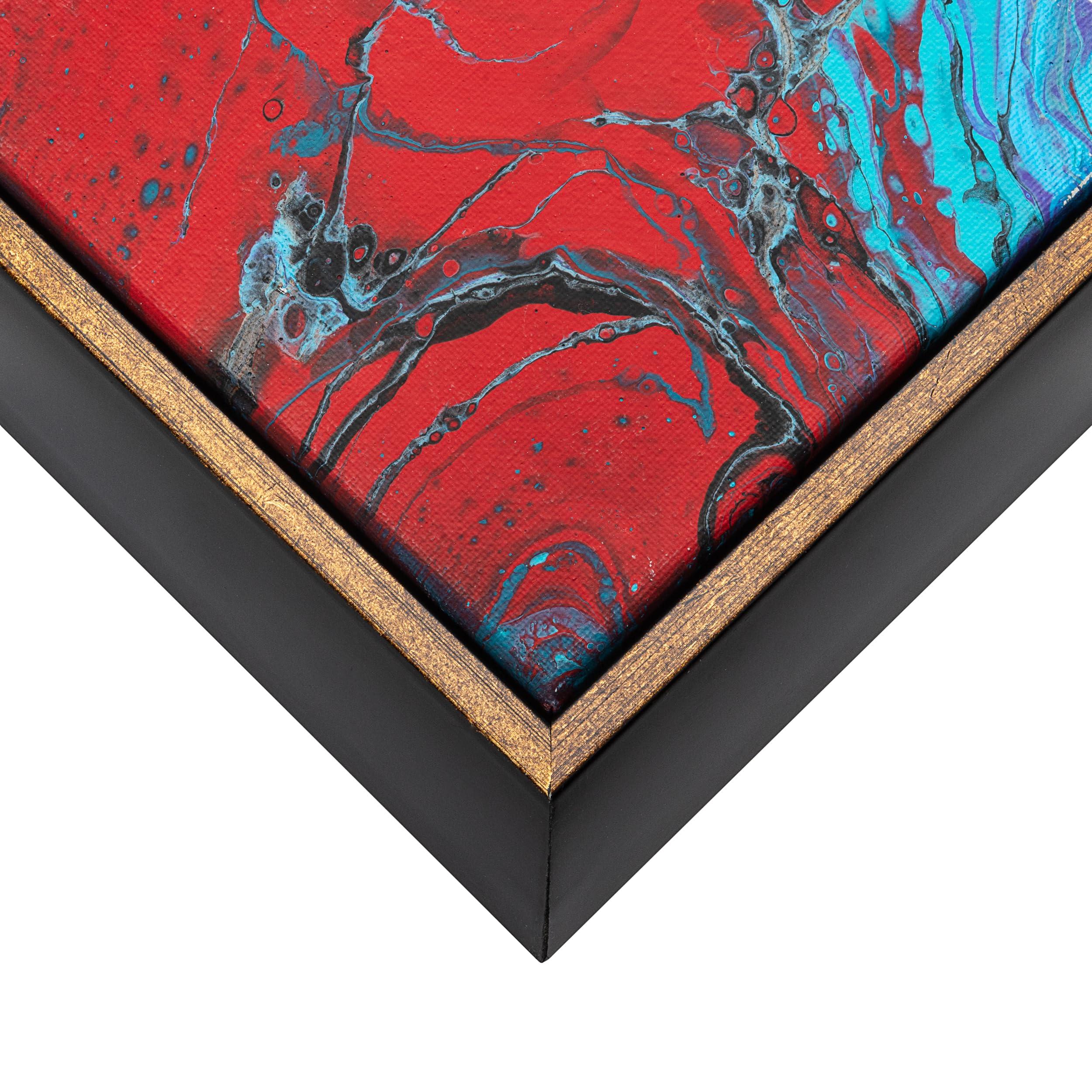 CustomPictureFrames.com 16x24 Canvas Frame Gold Solid Wood Floater Frame Width 2 Inches | Interior Frame Depth 1 3/8 Inches | Aurelio Contemporary Canvas Frame Complete with Canvas Clips & Hanging Hardware