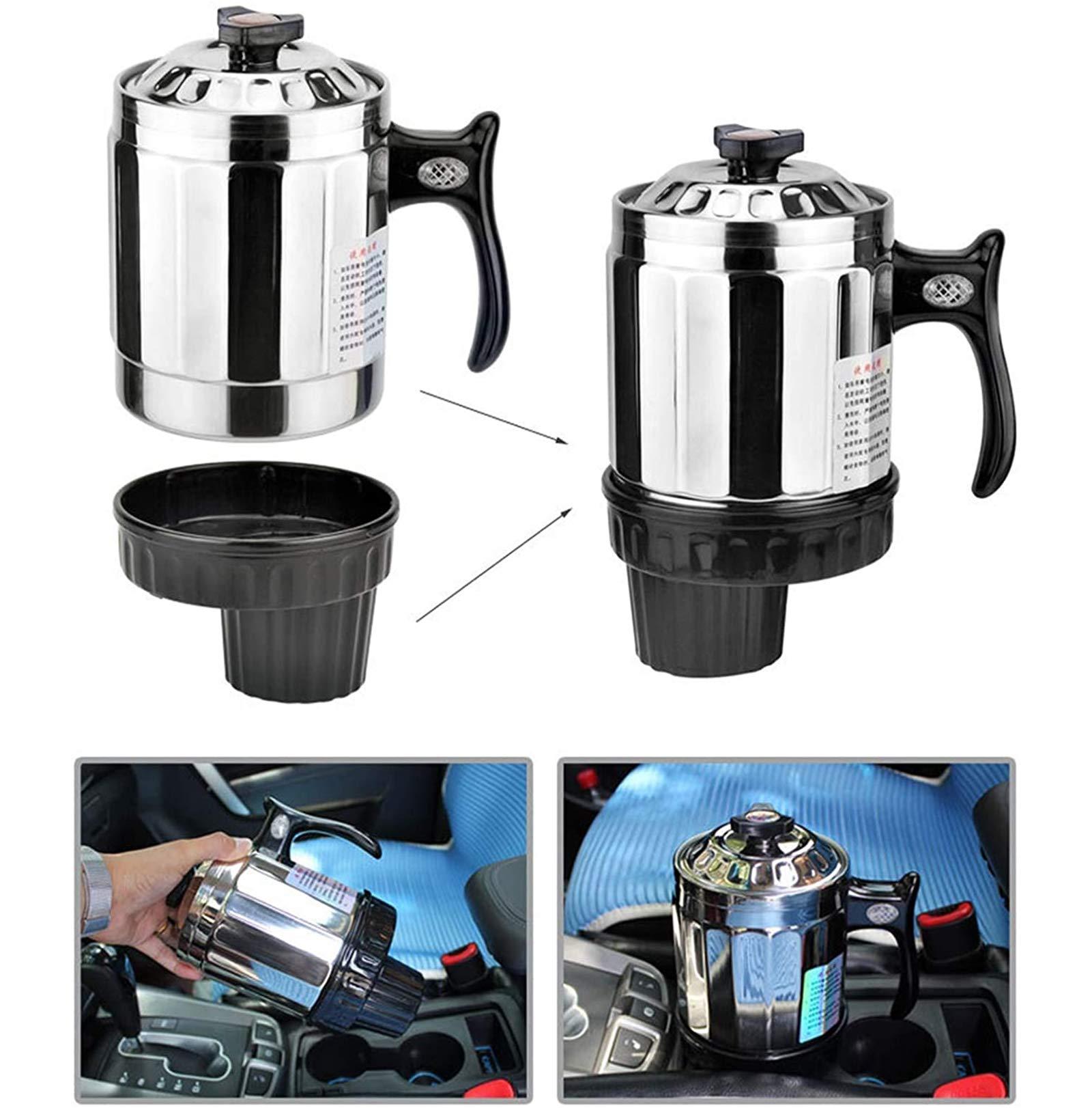 YOOMAO YOOMAO Stainless Steel Travel Heating Cup 12V Car Kettle Boiling Water Cup Stainless Rice Cooker Water Heater Portable Kettle Heating Electric Travel Car Accessories,500ml