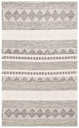 Safavieh SAFAVIEH Natura Collection Area Rug - 5\' x 8\', Grey & Ivory, Handmade Moroccan Boho Tribal Wool & Cotton, Ideal for High Traffic Areas in Living Room, Bedroom (NAT102A)
